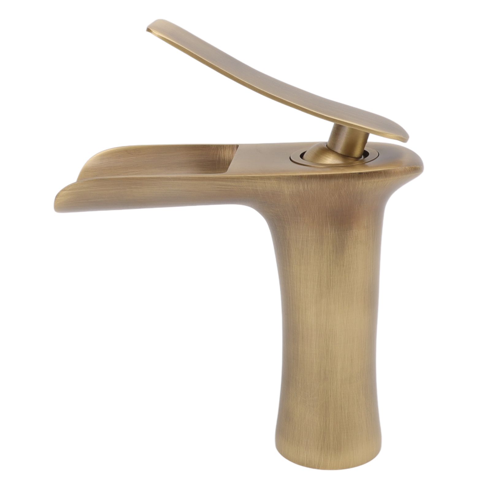 Bathroom Sink Faucet Antique Single Span Brass Waterfall Under Counter Basin view 4
