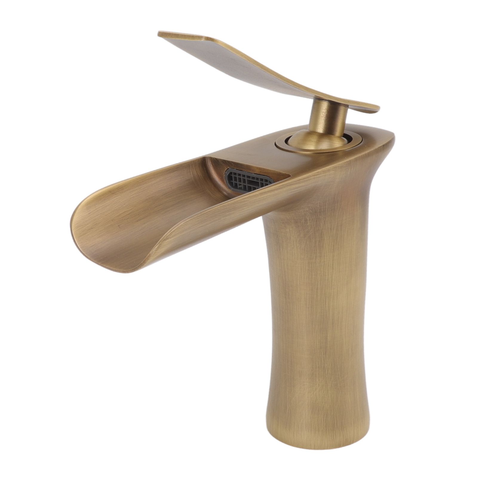 Bathroom Sink Faucet Antique Single Span Brass Waterfall Under Counter Basin view 5