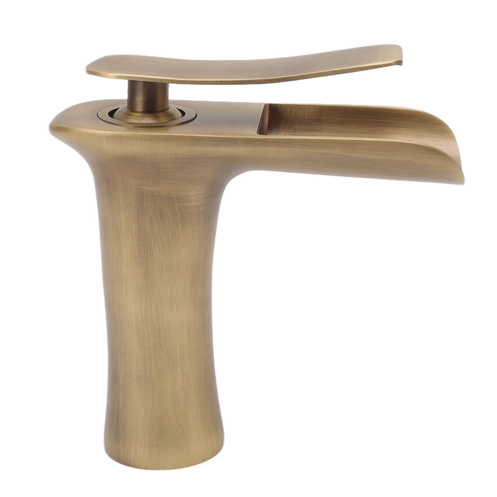 Bathroom Sink Faucet Antique Single Span Brass Waterfall Under Counter Basin view 7