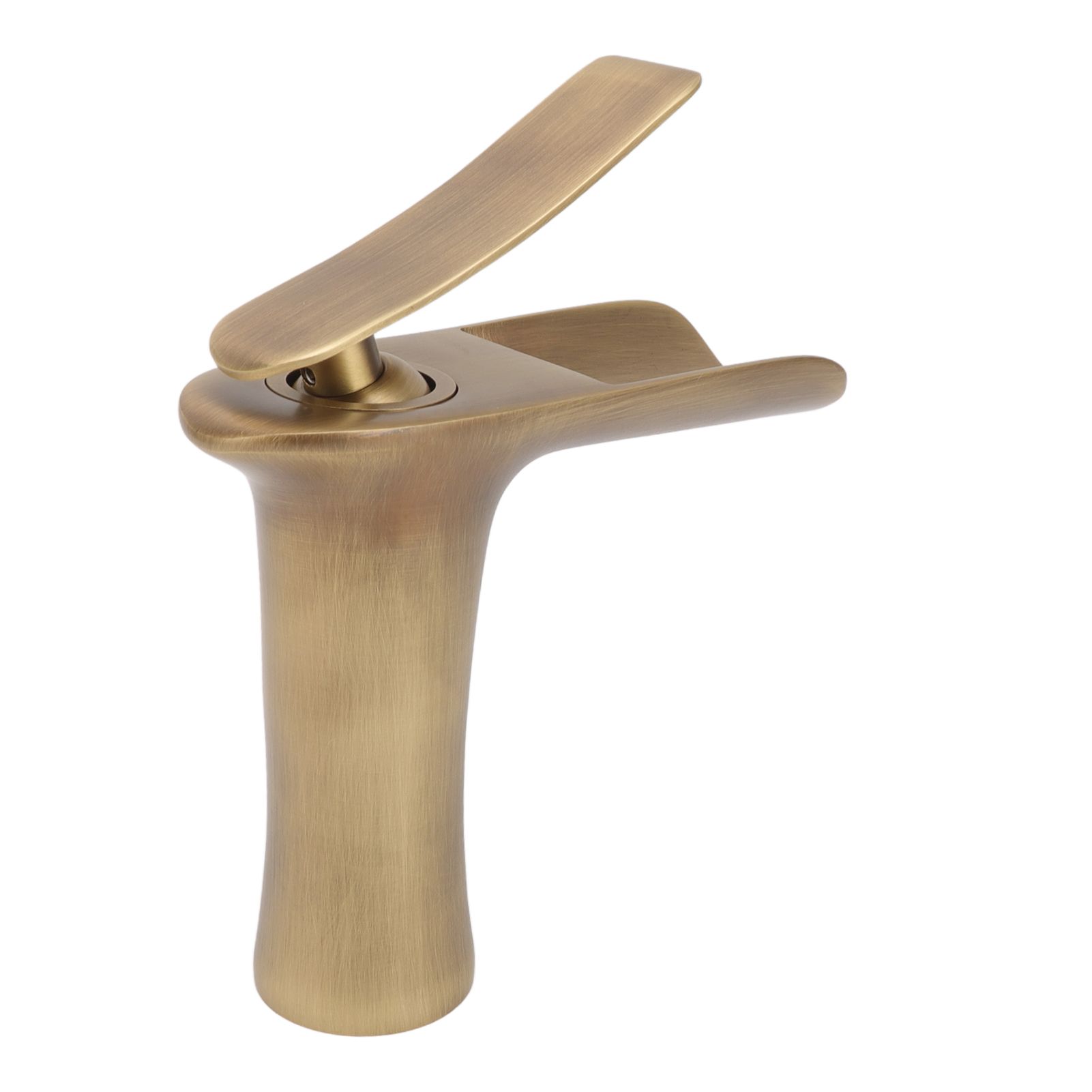 Bathroom Sink Faucet Antique Single Span Brass Waterfall Under Counter Basin view 8