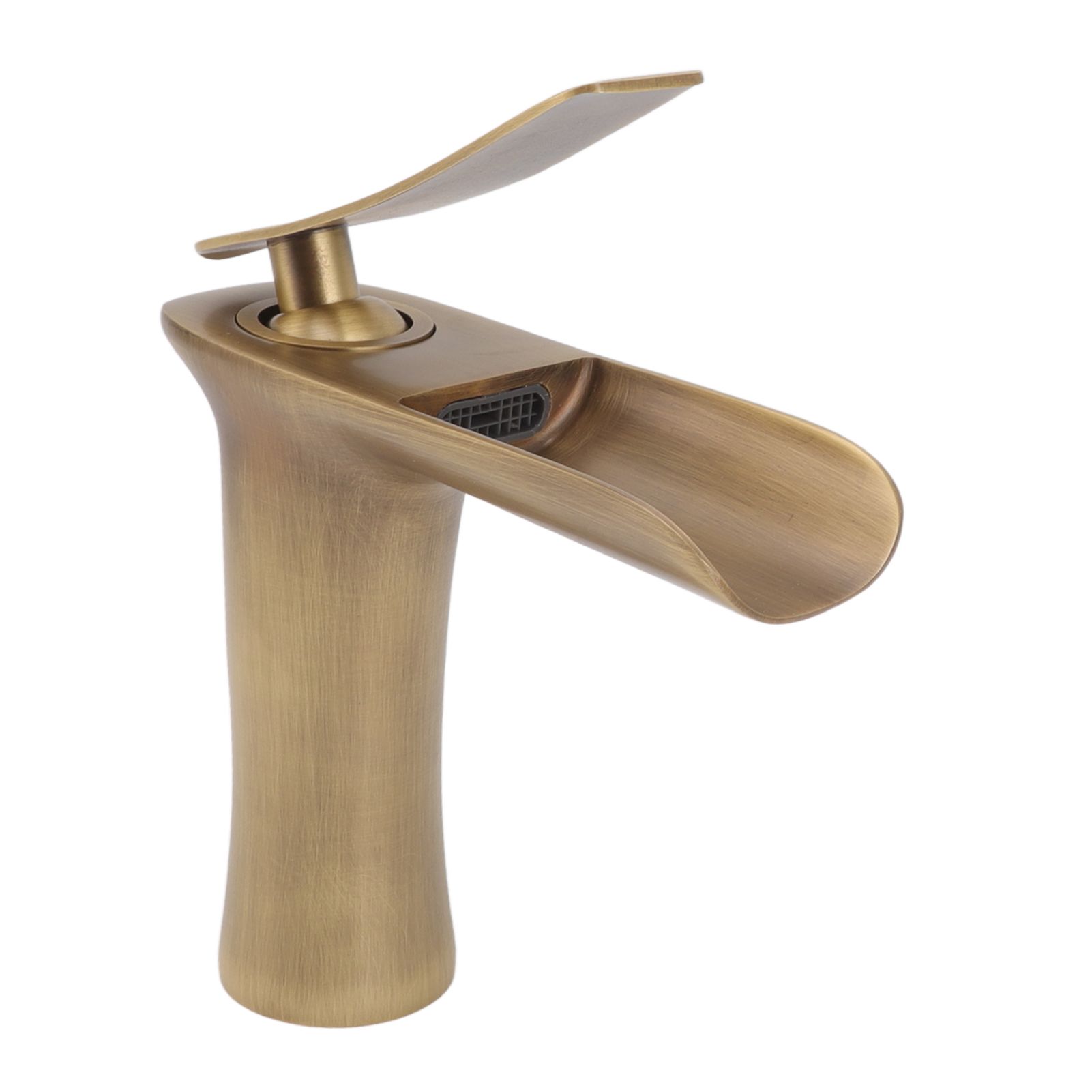 Bathroom Sink Faucet Antique Single Span Brass Waterfall Under Counter Basin view 10