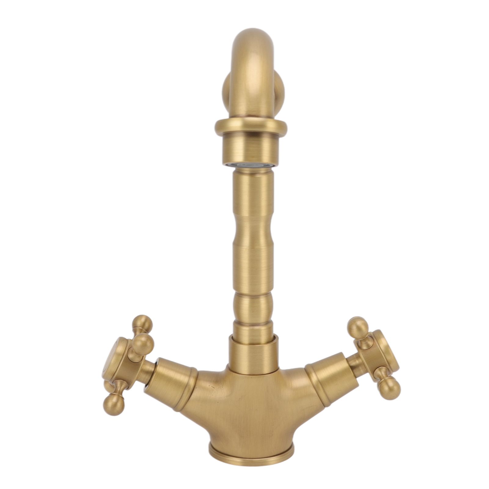 European Antique Brass Bathroom Faucet Double Handle Cross Knob Kitchen Faucet view 5