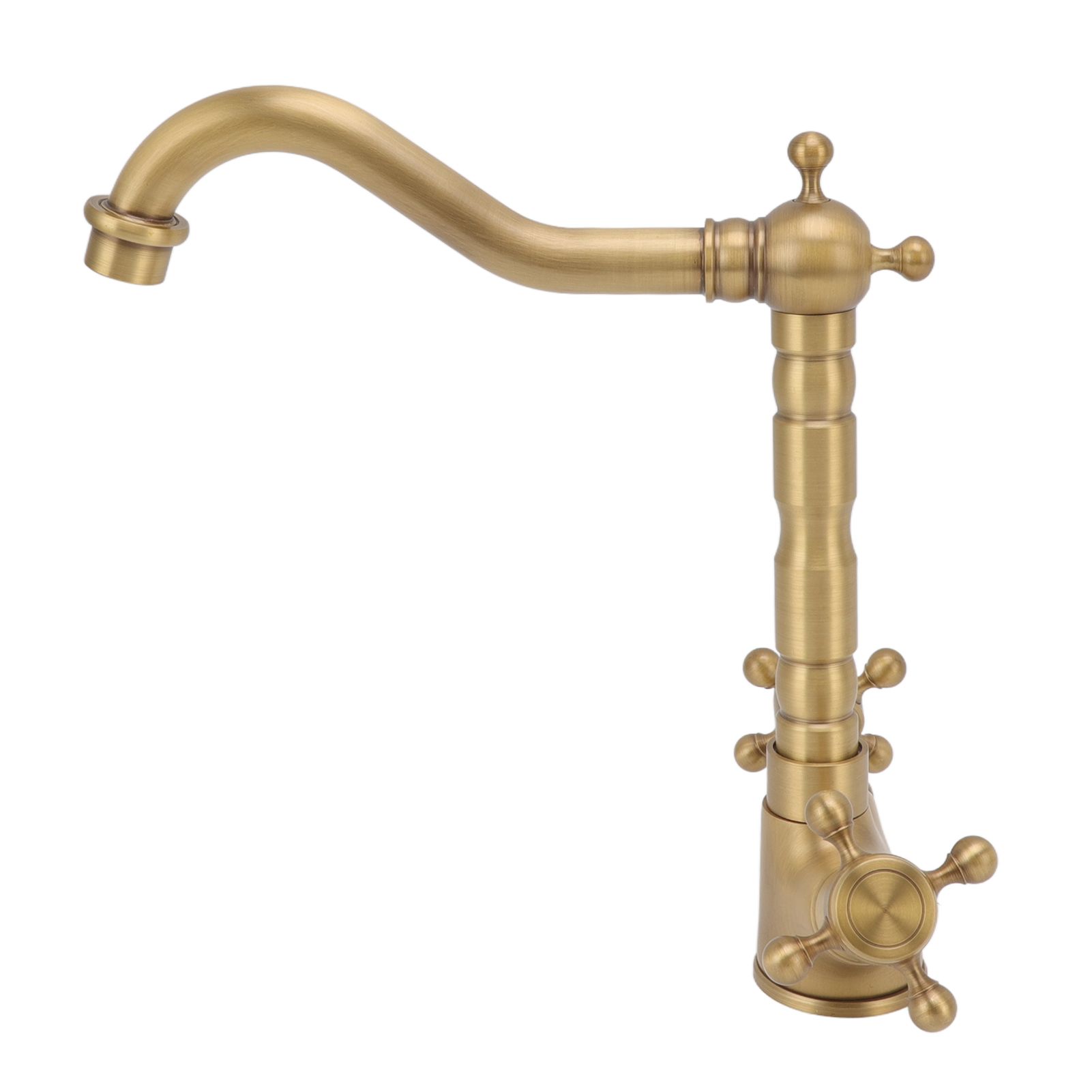 European Antique Brass Bathroom Faucet Double Handle Cross Knob Kitchen Faucet view 6