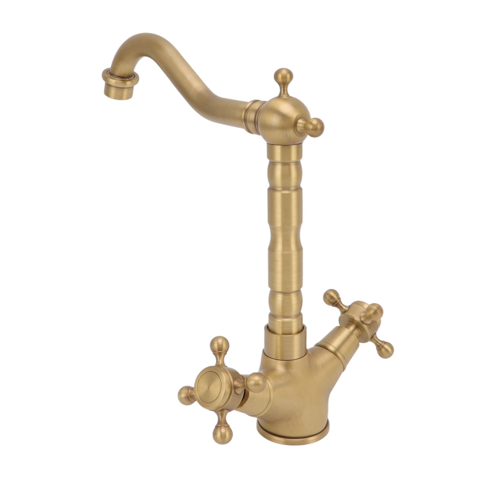 European Antique Brass Bathroom Faucet Double Handle Cross Knob Kitchen Faucet view 7