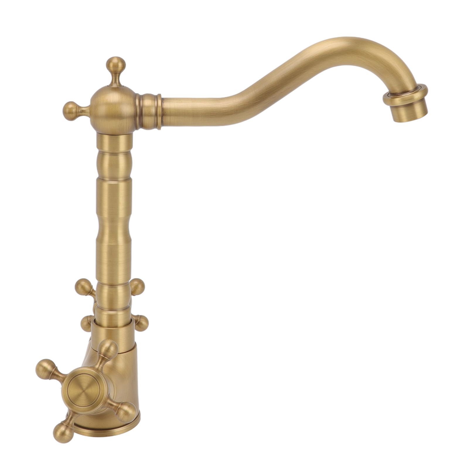 European Antique Brass Bathroom Faucet Double Handle Cross Knob Kitchen Faucet view 9