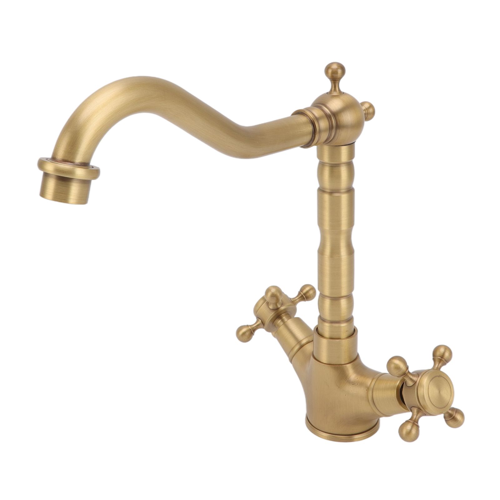 European Antique Brass Bathroom Faucet Double Handle Cross Knob Kitchen Faucet view 10