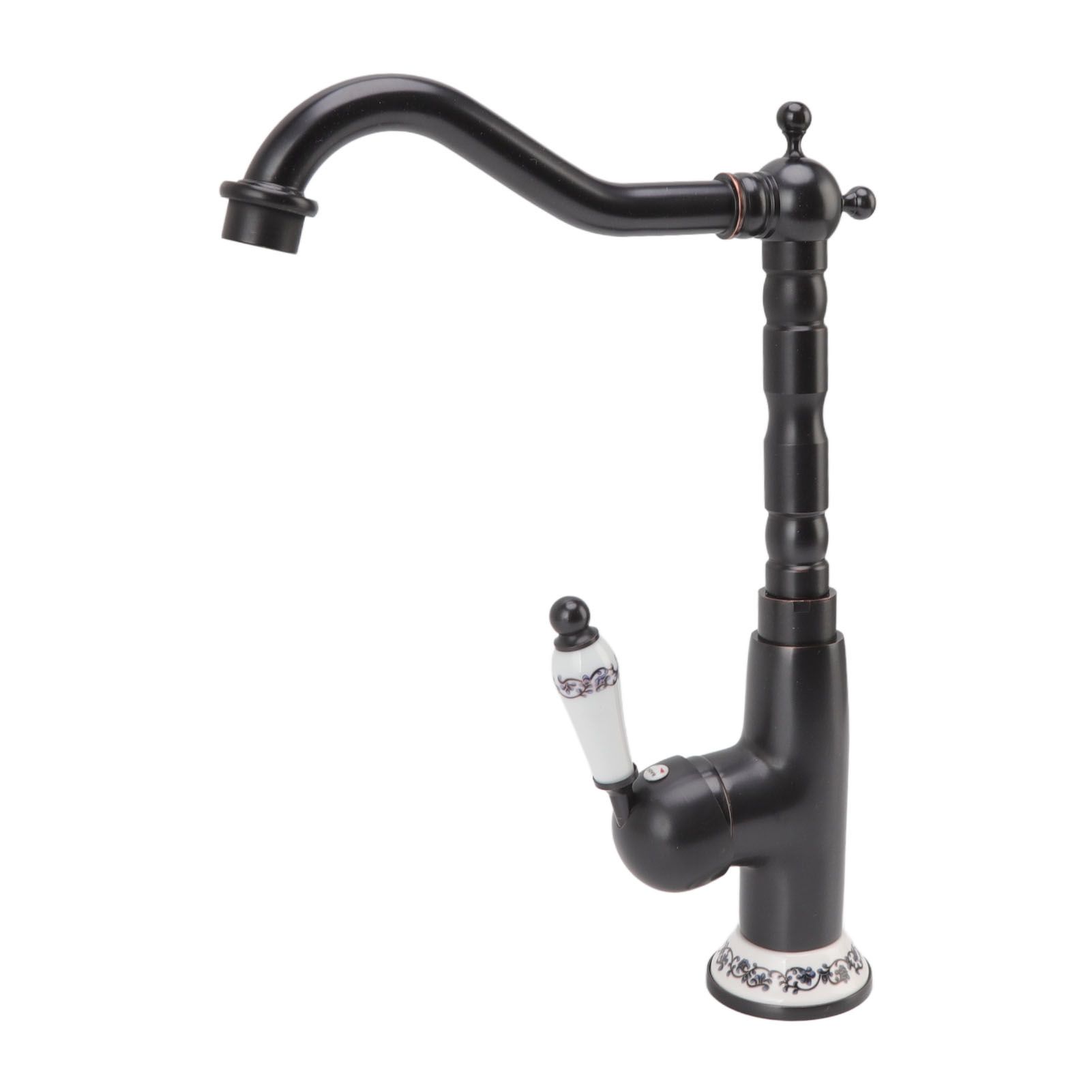 Antique Faucet Retro Style Porcelain Valve Long Spout Sturdy Brass Rotatable view 3