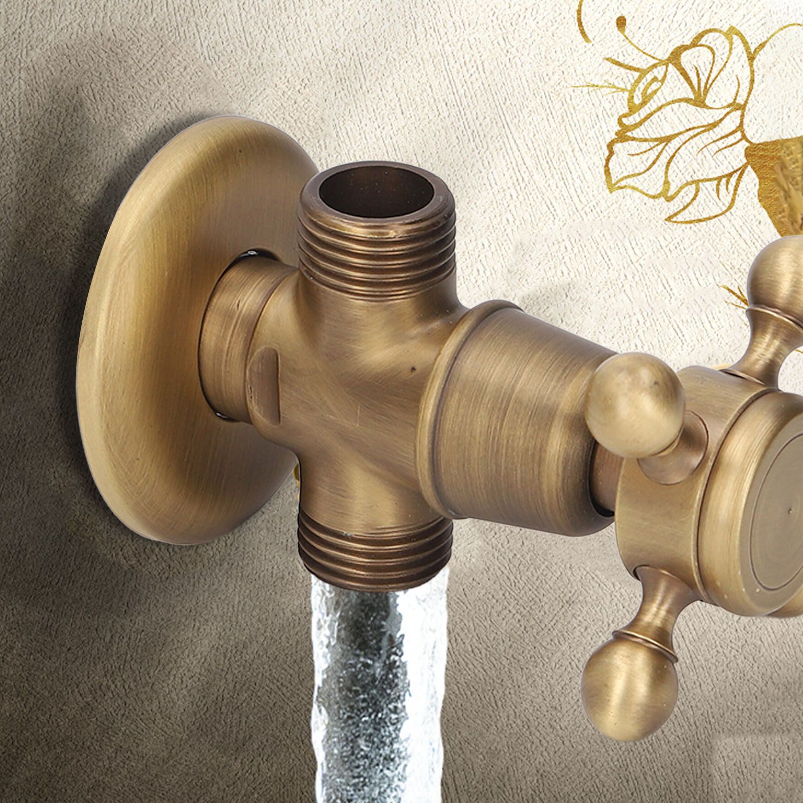 Angle Valve Vintage Style Brass High Hardness Good Sealing Cold Hot Faucet view 11