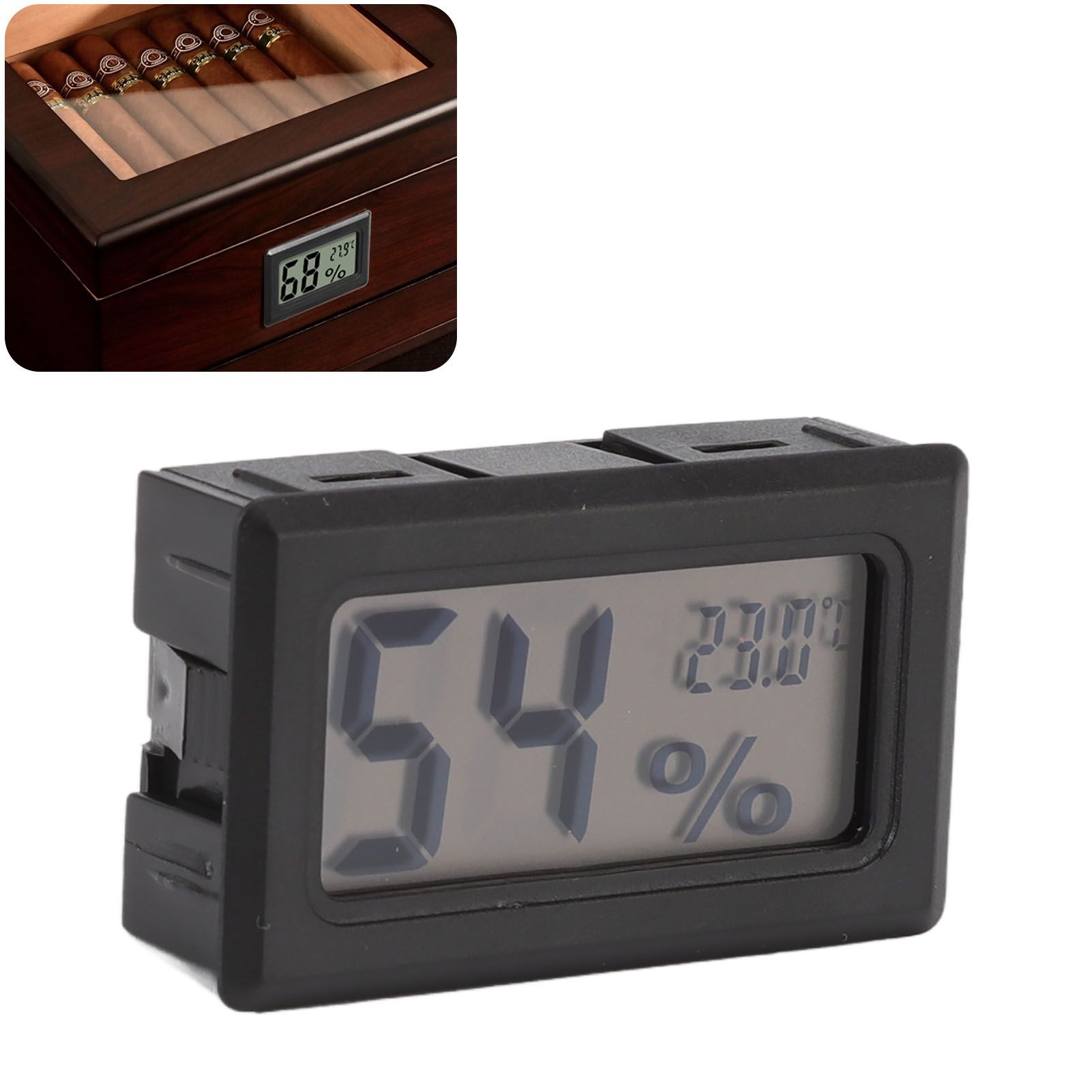 Thermometer Hygrometer Black LCD HD Digital Display Embedded Electronic view 11