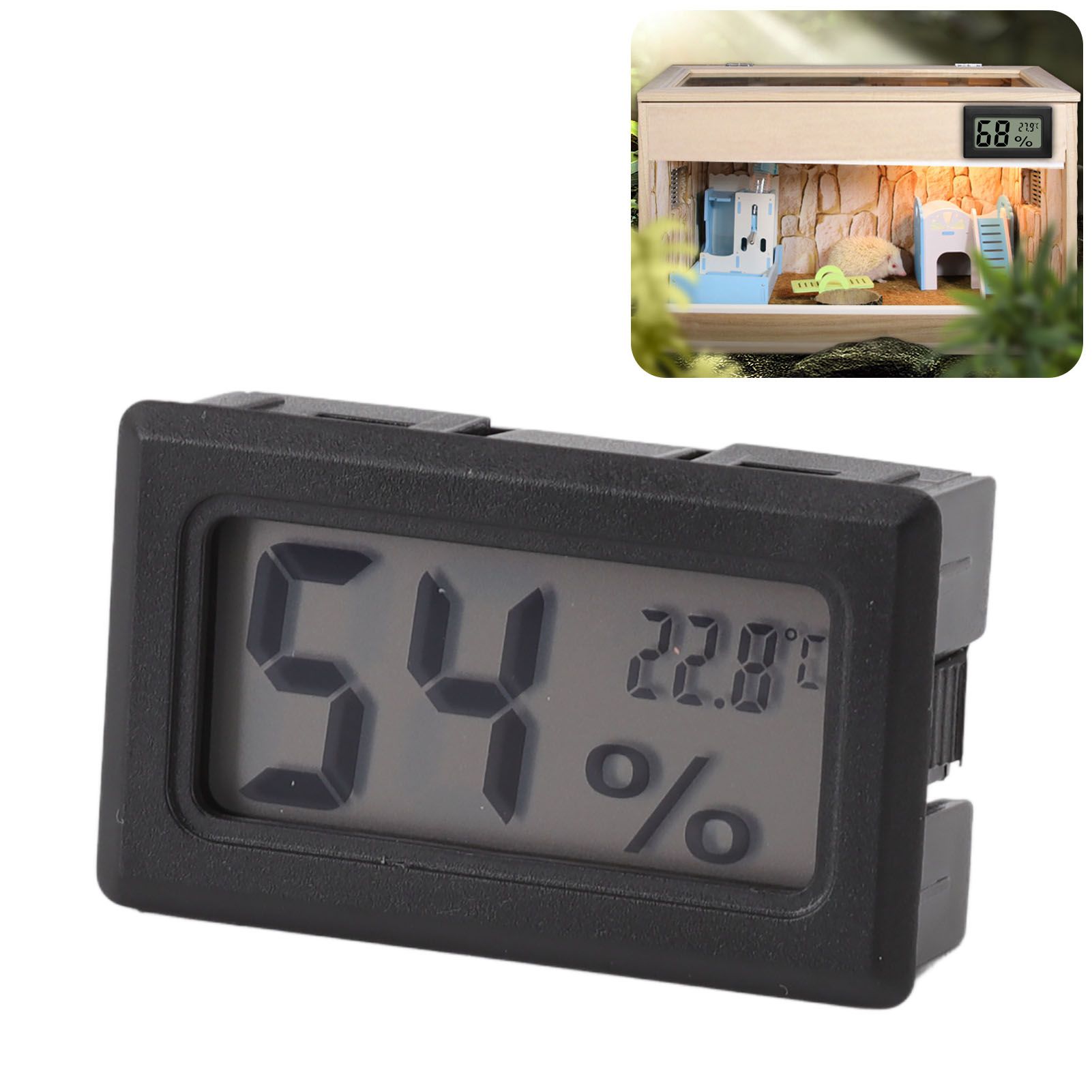 Thermometer Hygrometer Black LCD HD Digital Display Embedded Electronic view 12