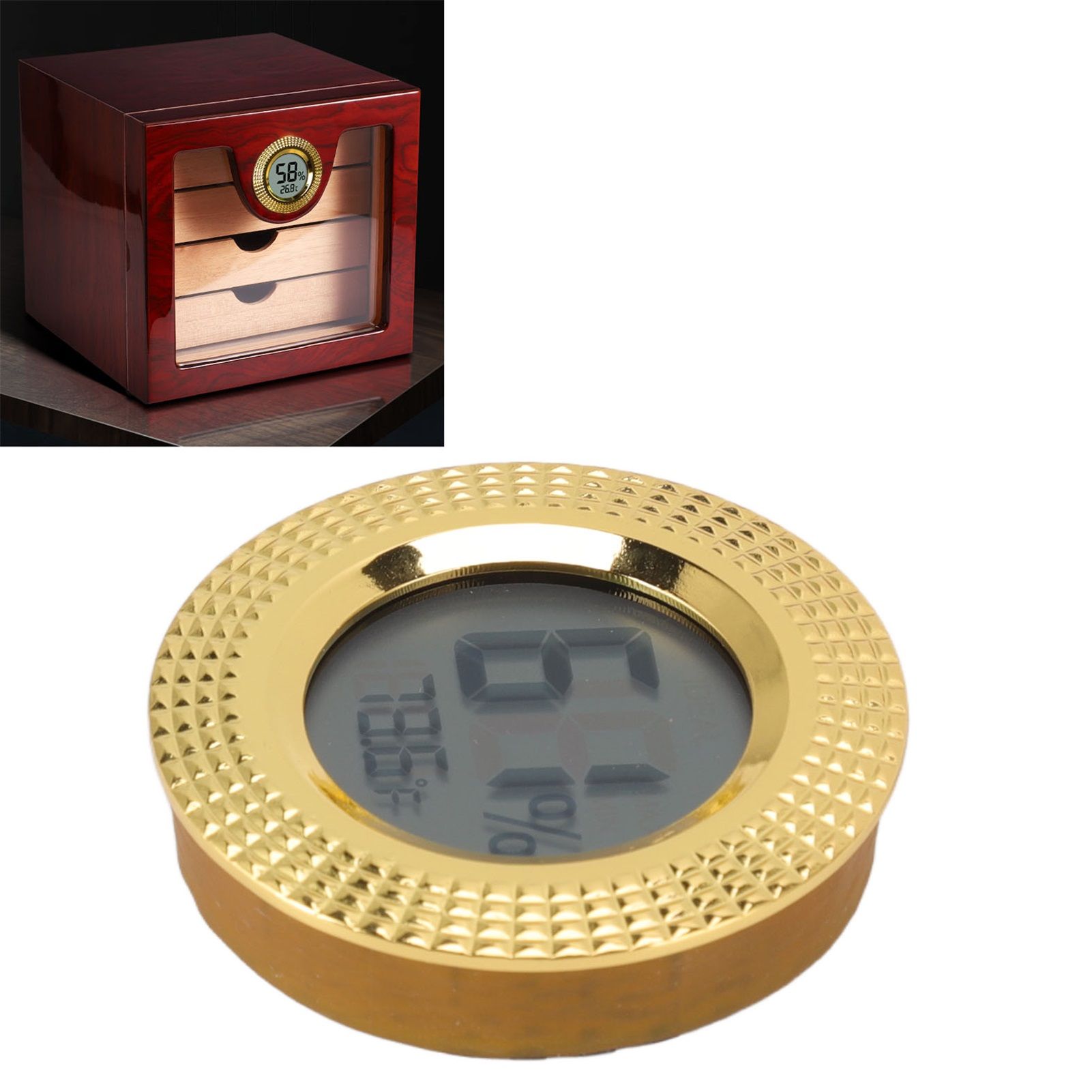Insert Digital Hygrometer Round Cigar Box High Accuracy Electronic Temperature view 11