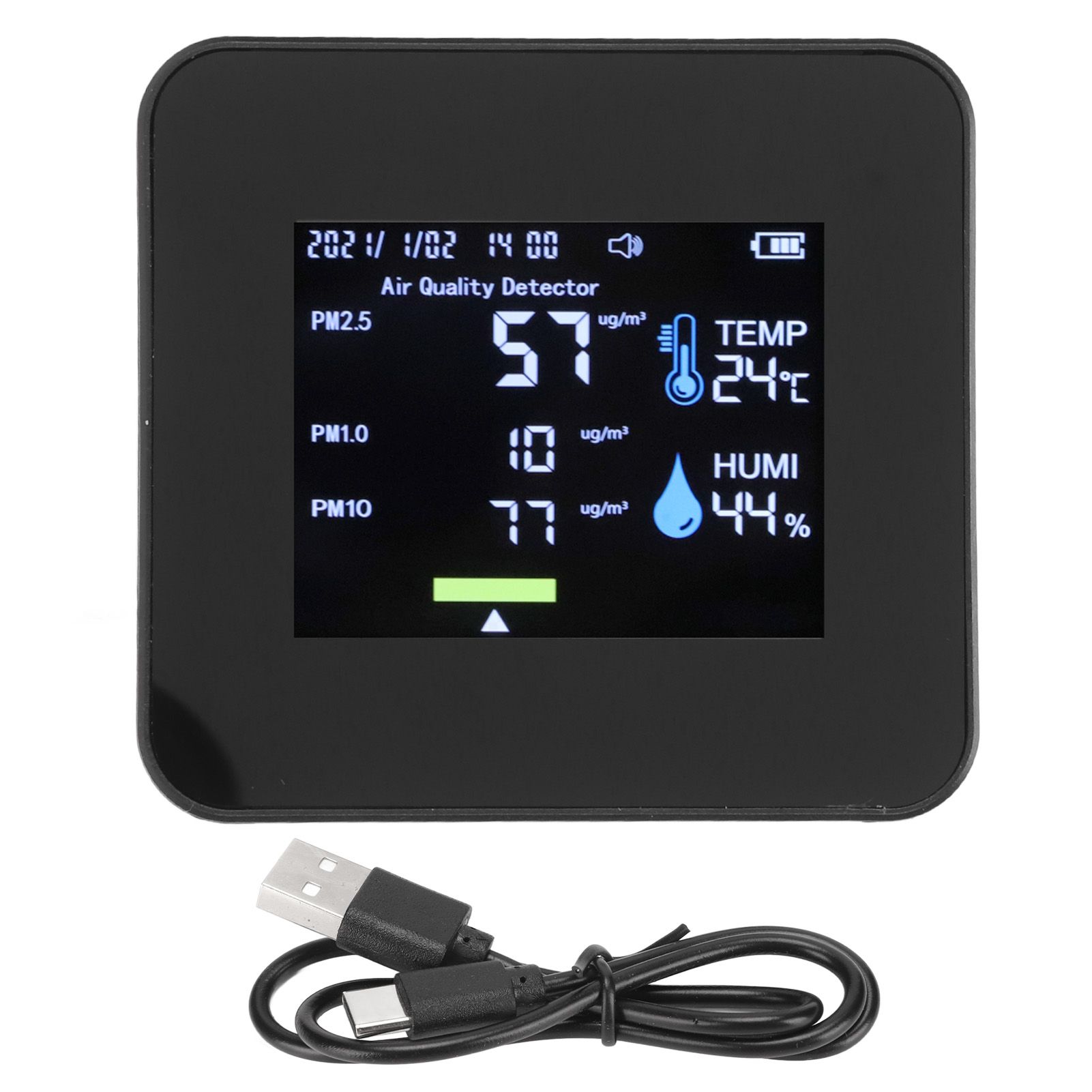 CO2 Meter 9 in 1 USB Rechargeable Portable Real Time Monitoring 5V 1A Pm2.5