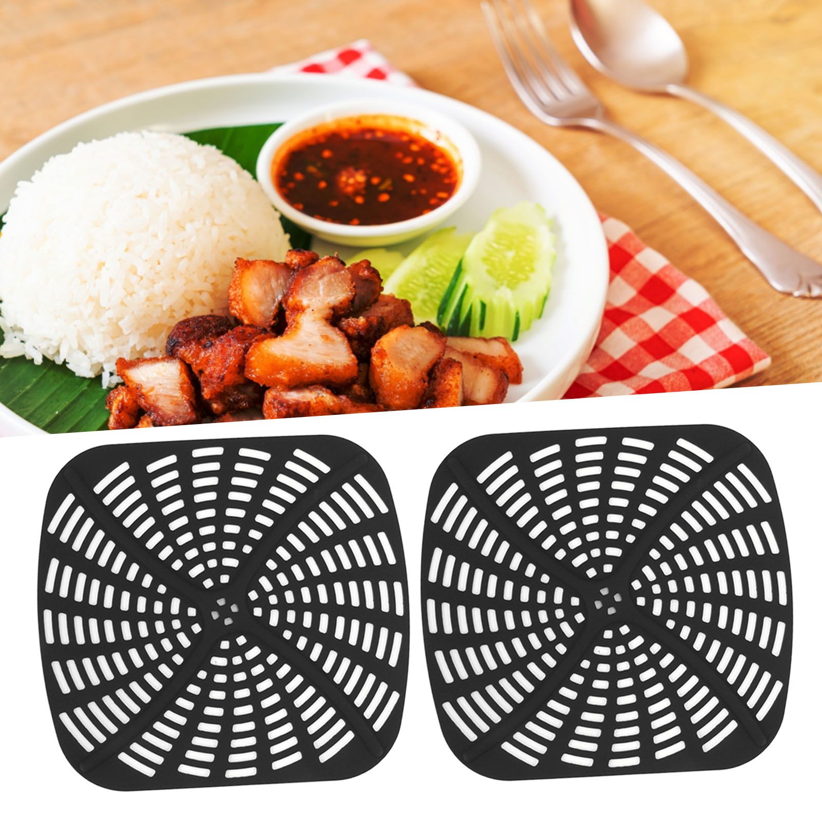 2pcs Fryer Reusable Silicone Fryer Liner Scratch Resistant Silicone Liner Mat view 12