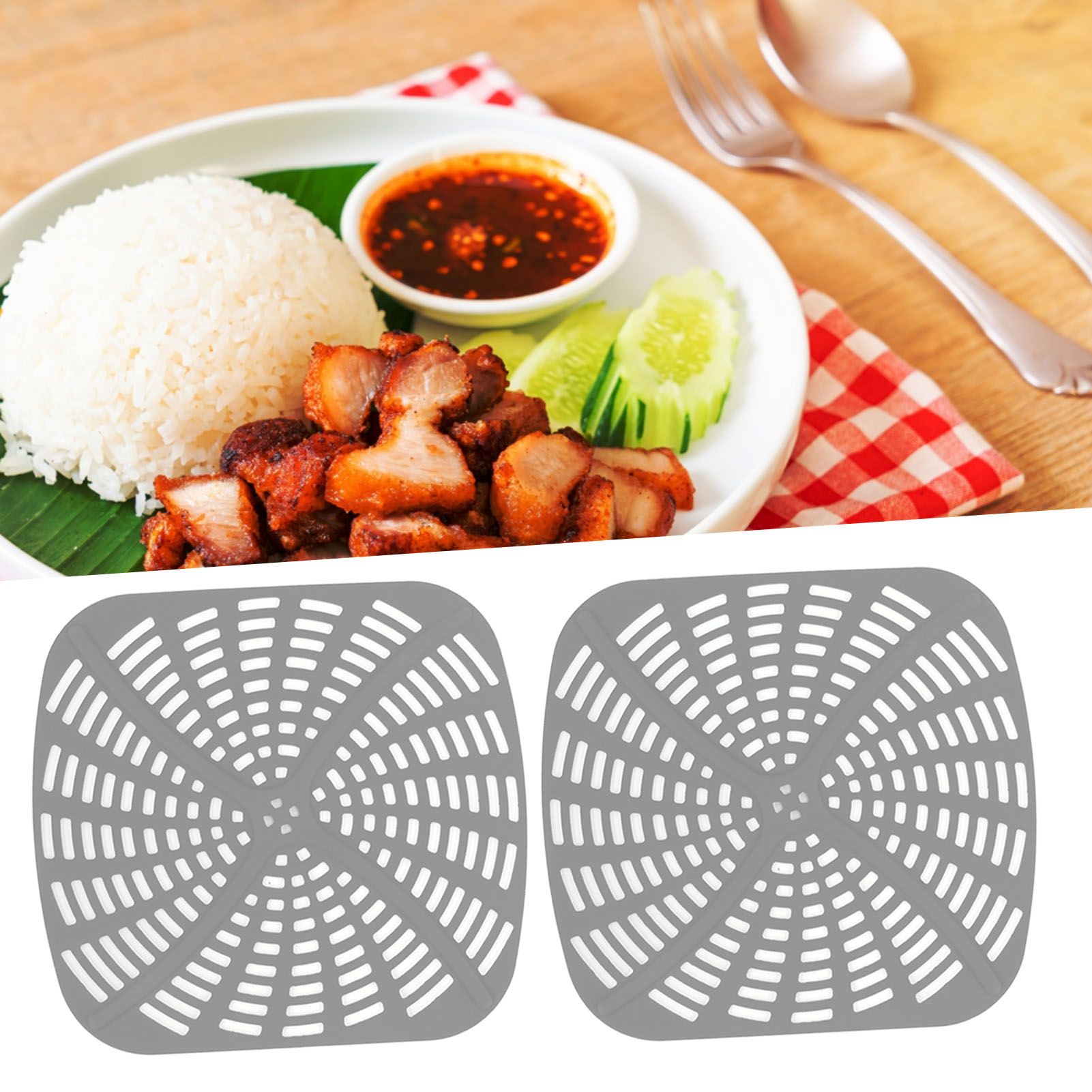 2pcs Fryer Reusable Silicone Fryer Liner Scratch Resistant Silicone Liner Mat view 12