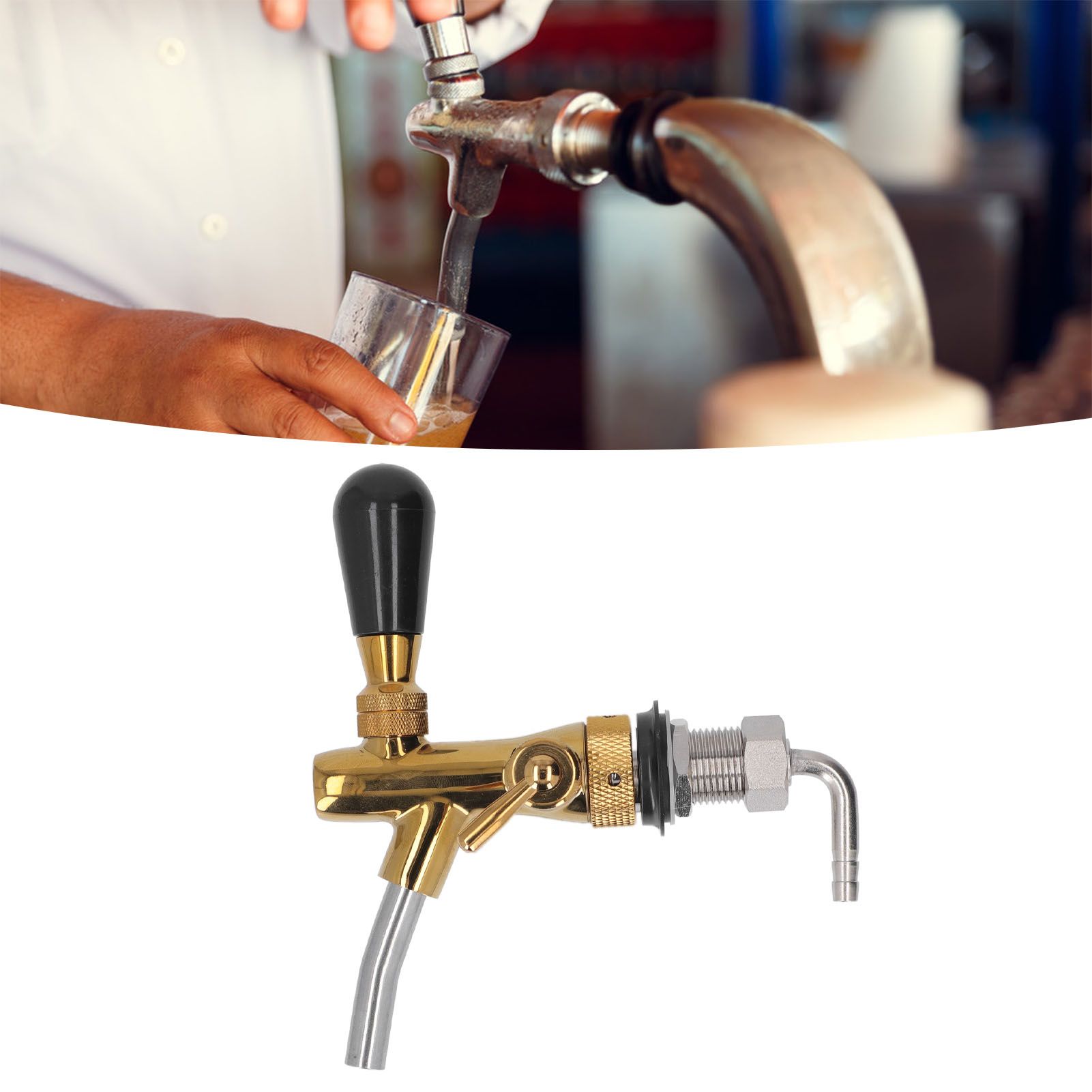 Beer Faucet Adjustable with Short Handle Stainless Steel Beer Dispenser Tap view 11
