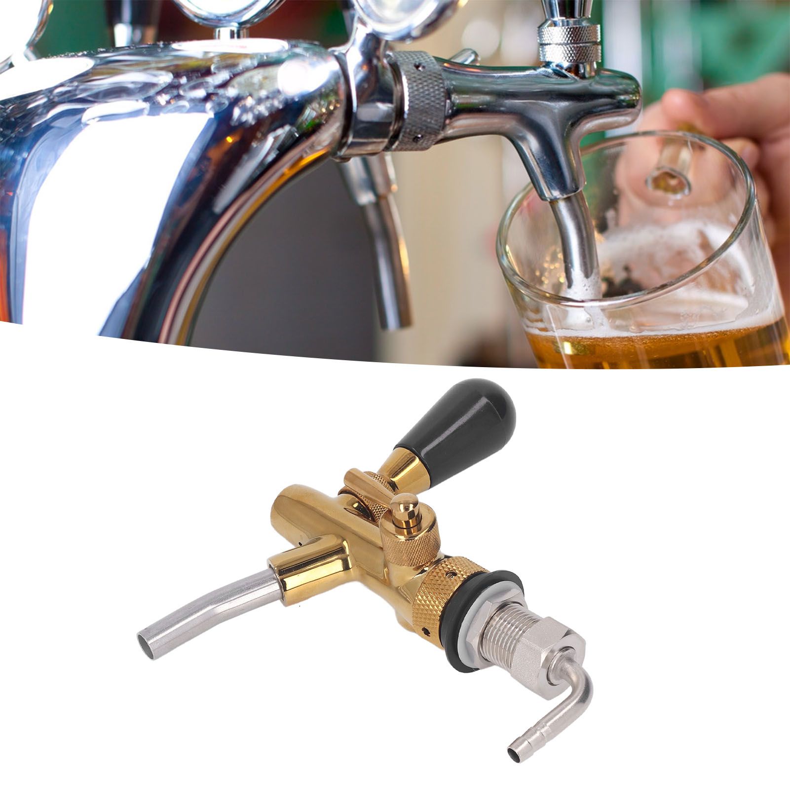 Beer Faucet Adjustable with Short Handle Stainless Steel Beer Dispenser Tap view 12