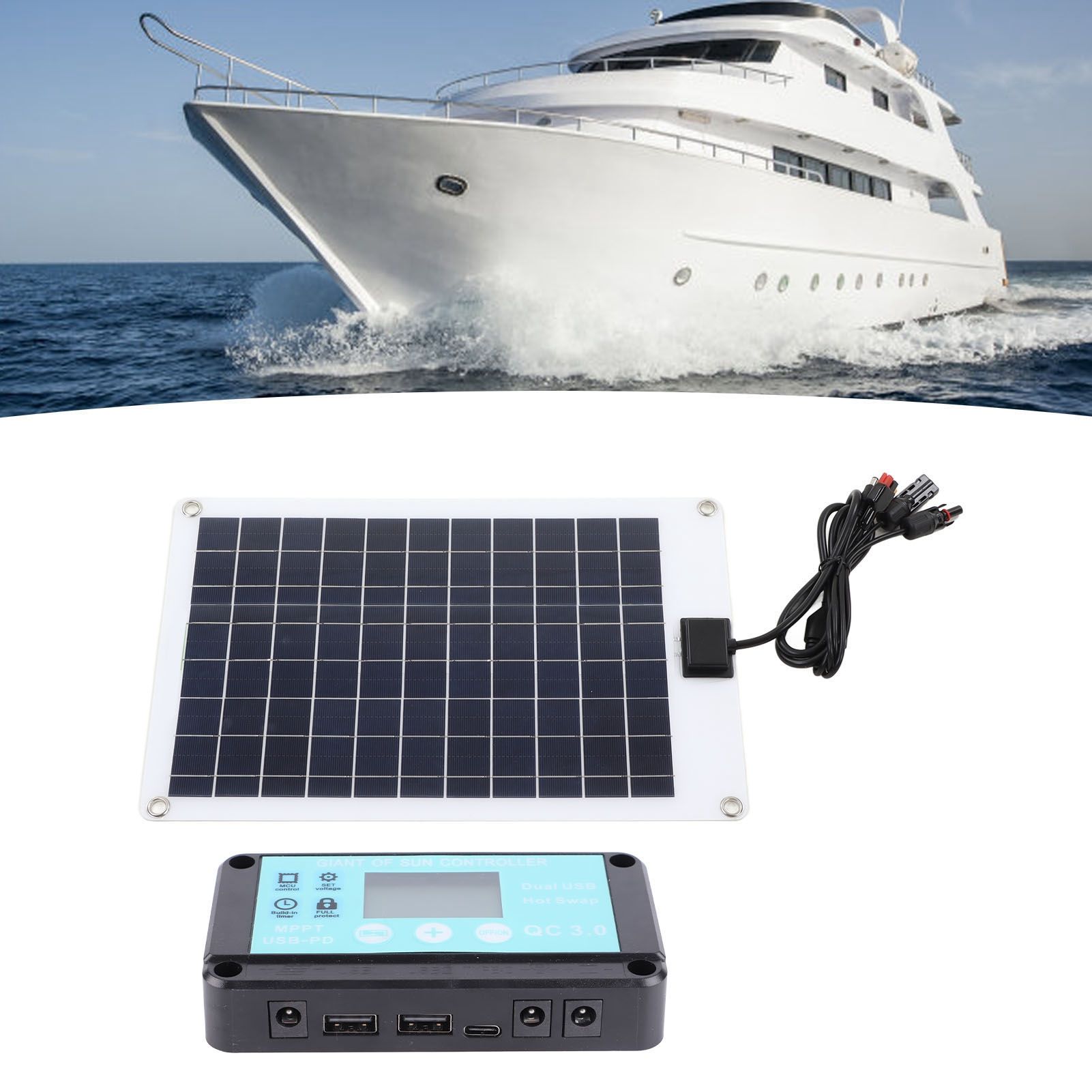 Solar Panels 1 for 5 50W Solar Panel Battery Charger with MPPT 100A Controller view 12