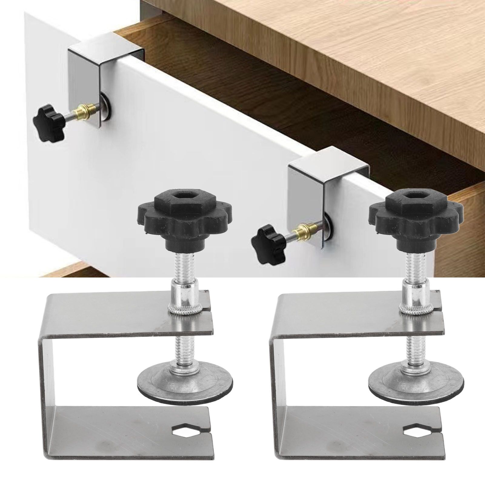 2pcs Drawer Front Installation Fixing Clamp Professional Easy Adjustment view 12