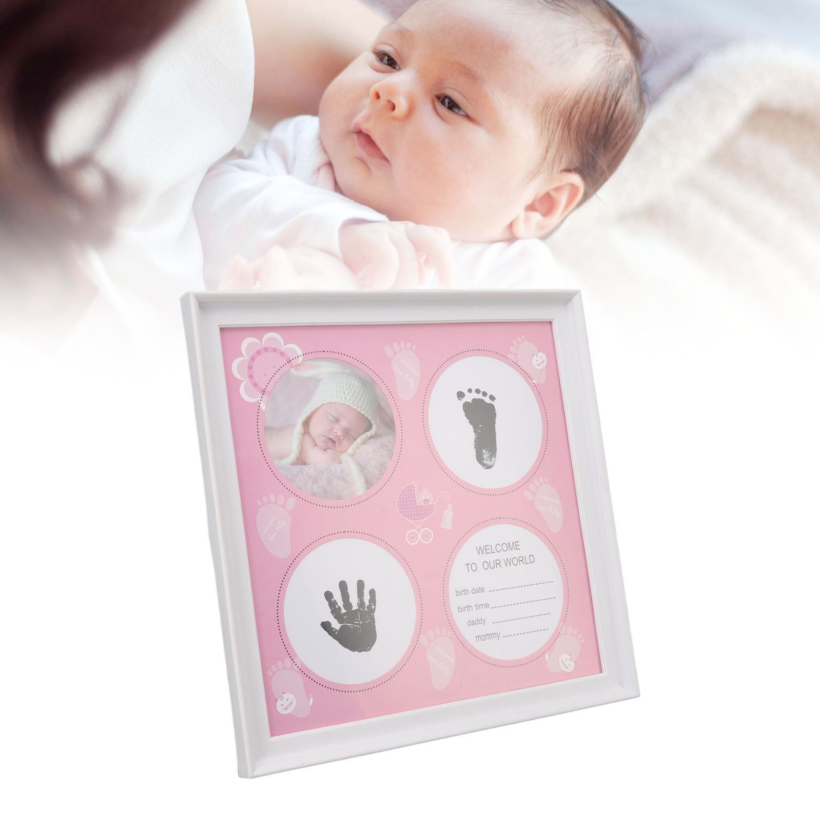 Baby Handprint Footprint Kit for Newborn Boys Girls Wear Resistant Plastic view 11