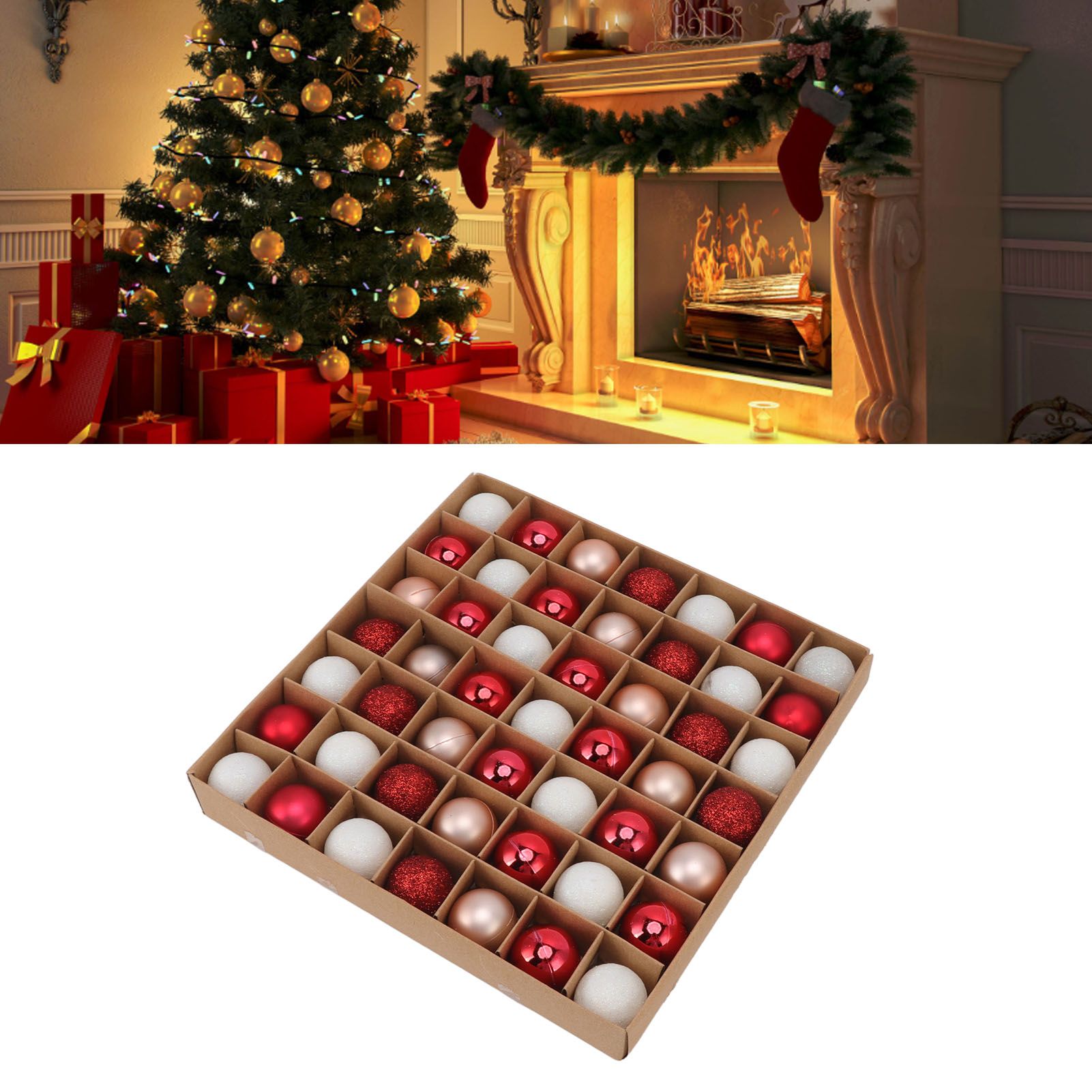 49pcs Mini Christmas Ball Ornaments Shatterproof Shiny Colorful Christmas Ball view 11