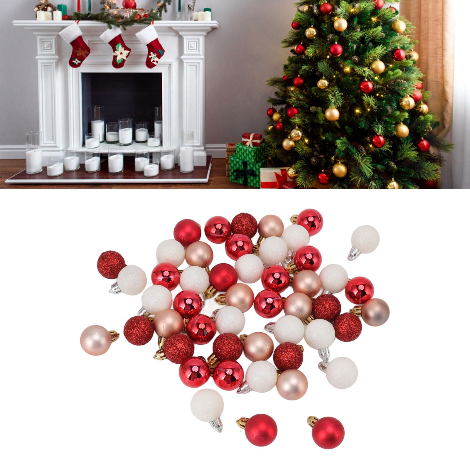 49pcs Mini Christmas Ball Ornaments Shatterproof Shiny Colorful Christmas Ball view 12