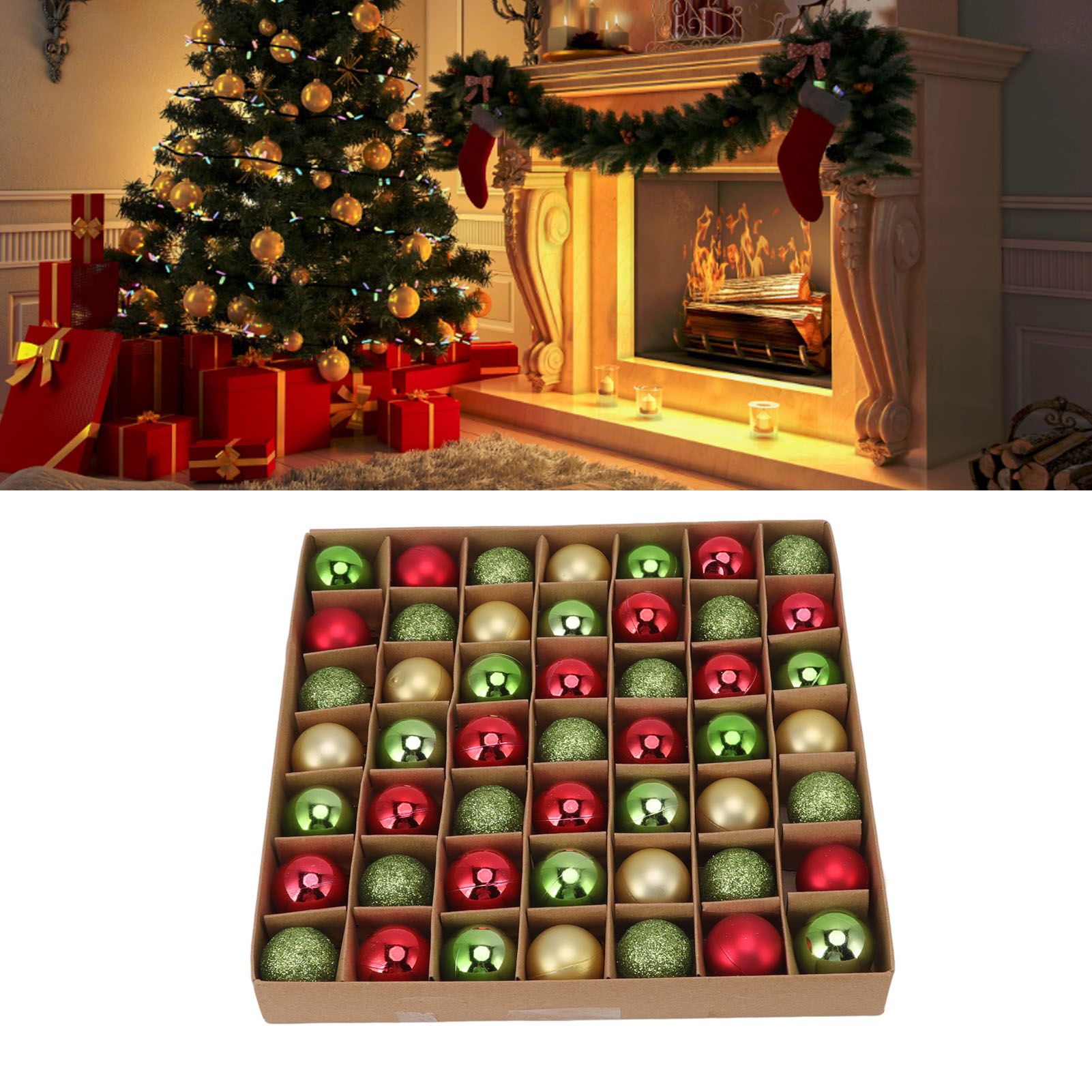 49pcs Mini Christmas Ball Ornaments Shatterproof Shiny Colorful Christmas Ball view 11