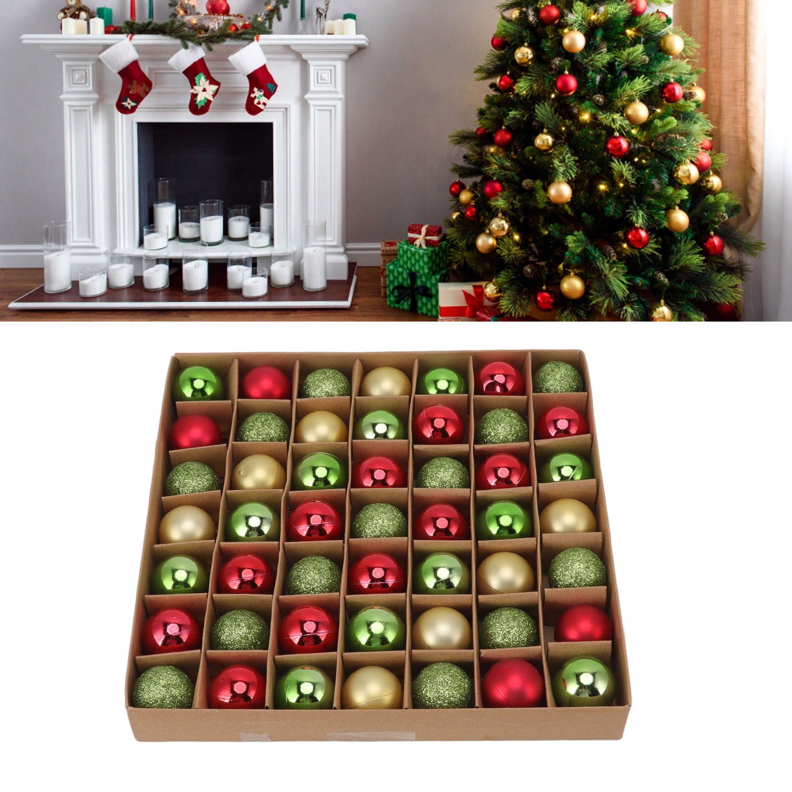 49pcs Mini Christmas Ball Ornaments Shatterproof Shiny Colorful Christmas Ball view 12
