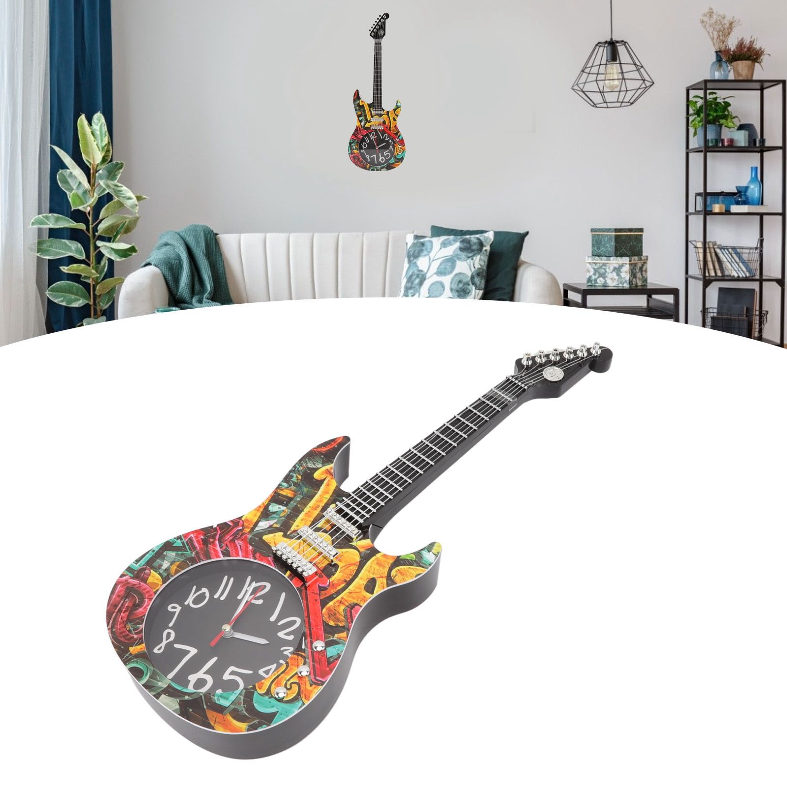 Guitar Wall Clock Simulation Time Accurate Guitar Clock Wall Decor for Home view 12