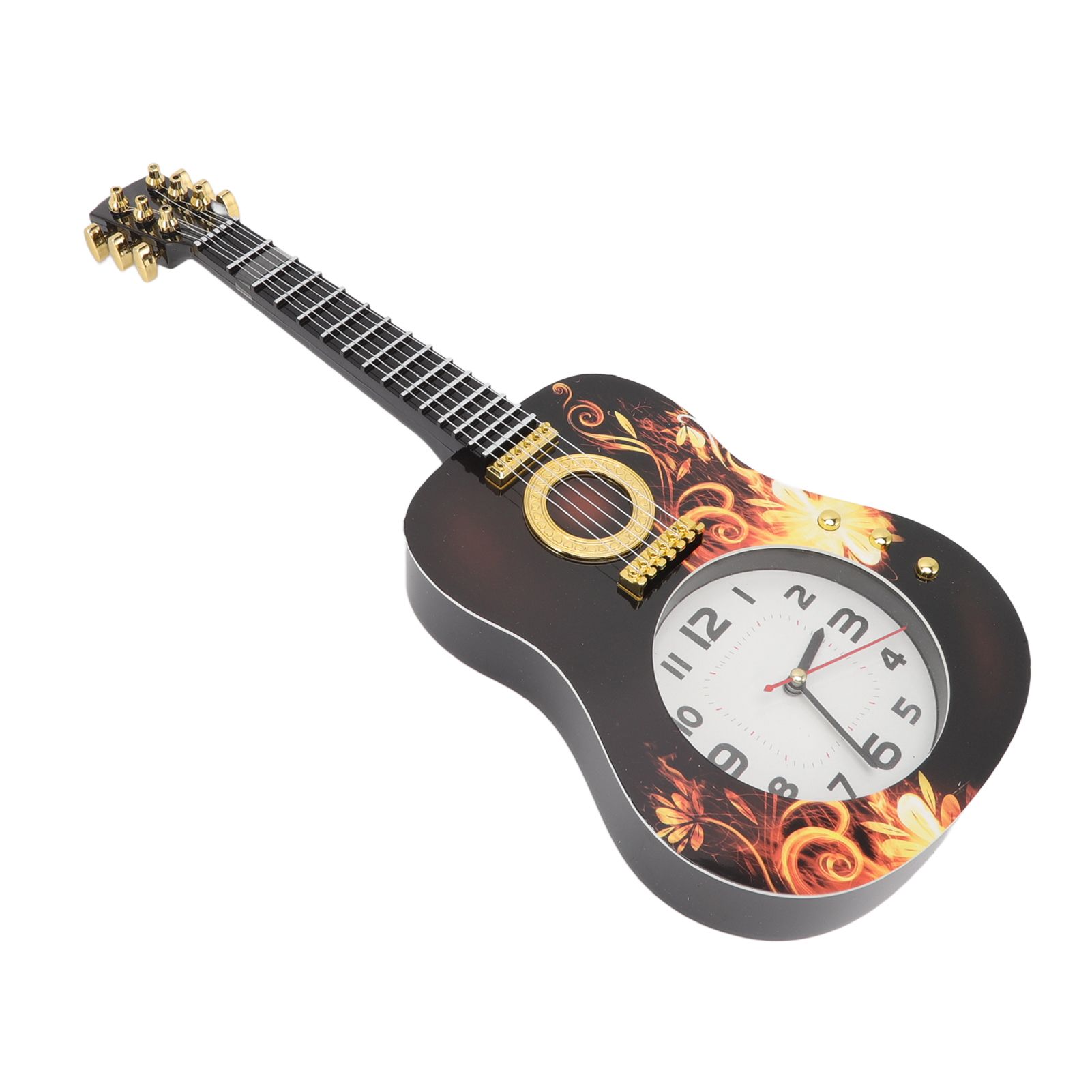 Wall Clock Silent Simulation Ukulele Shaped Decorative Alarm Clock for Bedroom view 7
