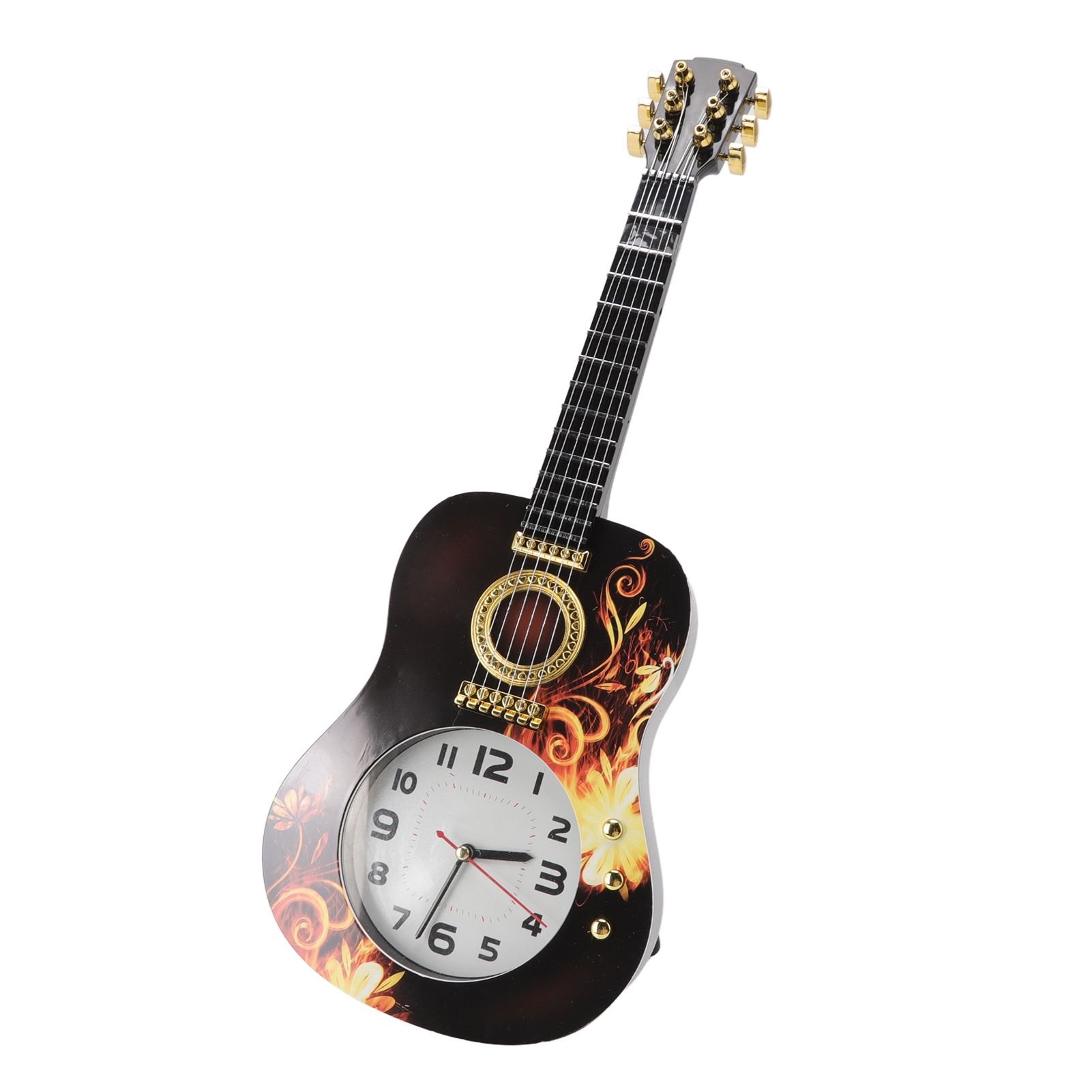 Wall Clock Silent Simulation Ukulele Shaped Decorative Alarm Clock for Bedroom view 8
