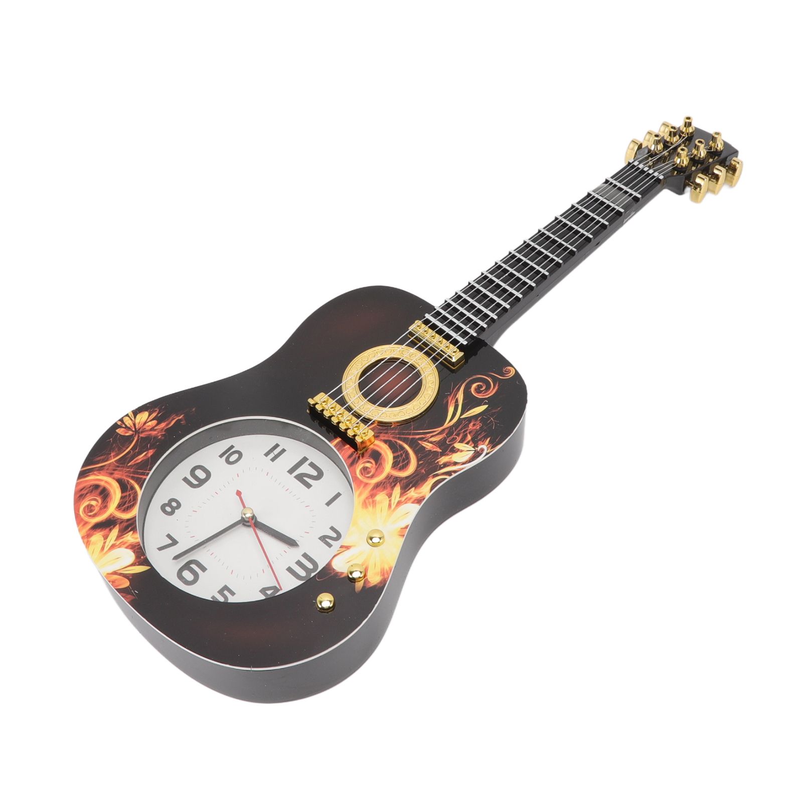 Wall Clock Silent Simulation Ukulele Shaped Decorative Alarm Clock for Bedroom view 9