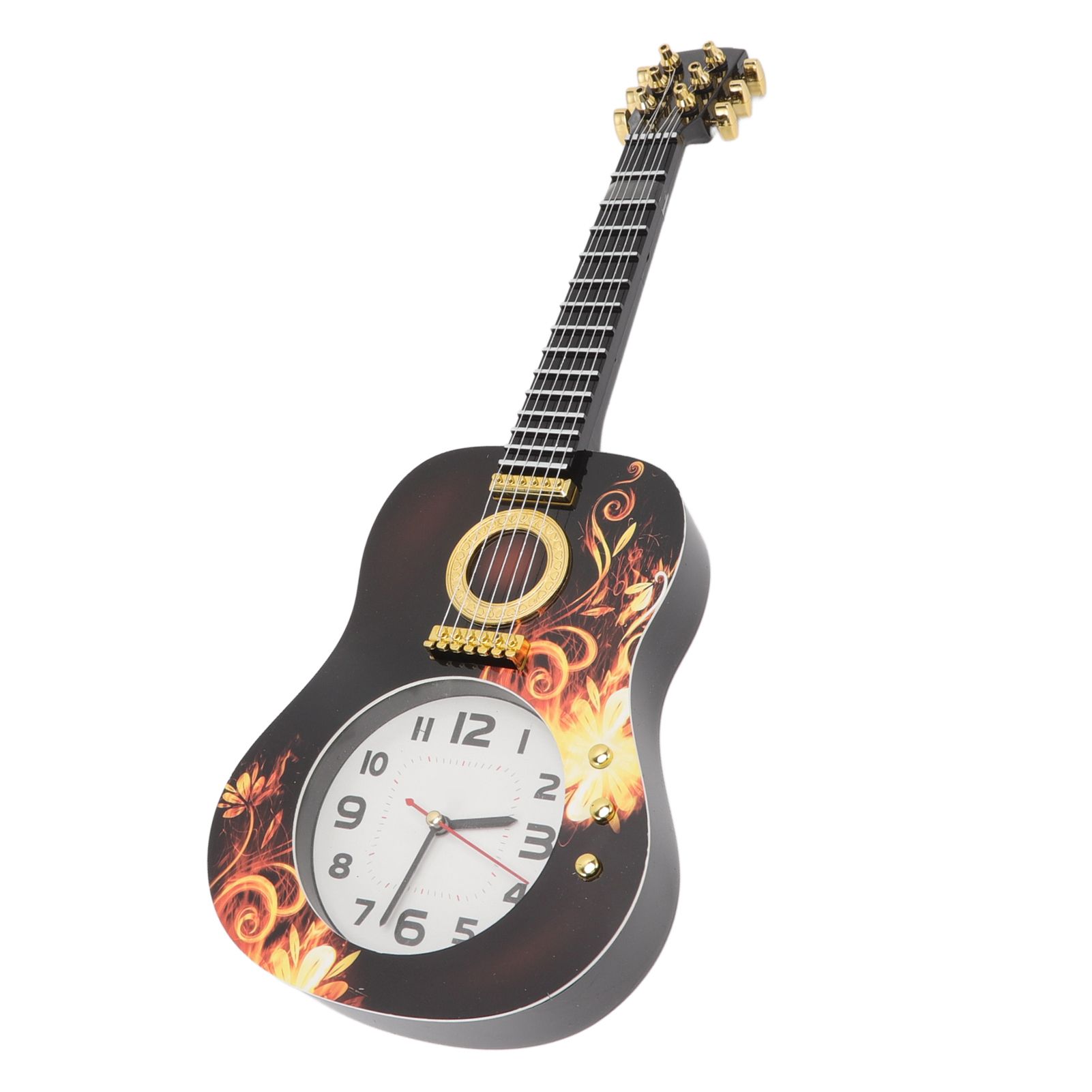 Wall Clock Silent Simulation Ukulele Shaped Decorative Alarm Clock for Bedroom view 10