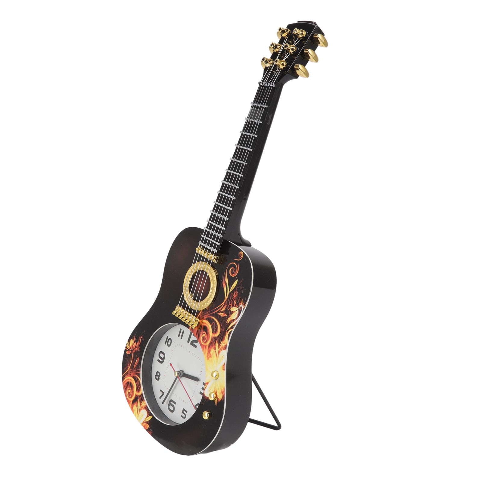 Wall Clock Silent Simulation Ukulele Shaped Decorative Alarm Clock for Bedroom view 2