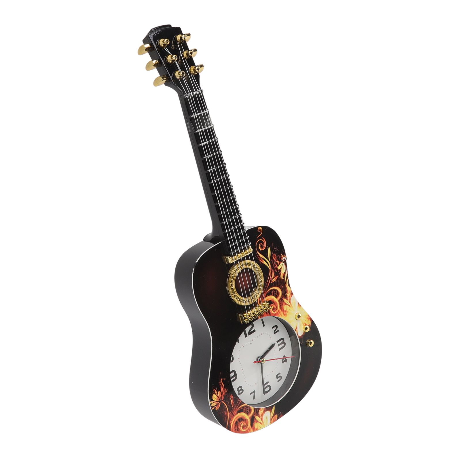 Wall Clock Silent Simulation Ukulele Shaped Decorative Alarm Clock for Bedroom view 5