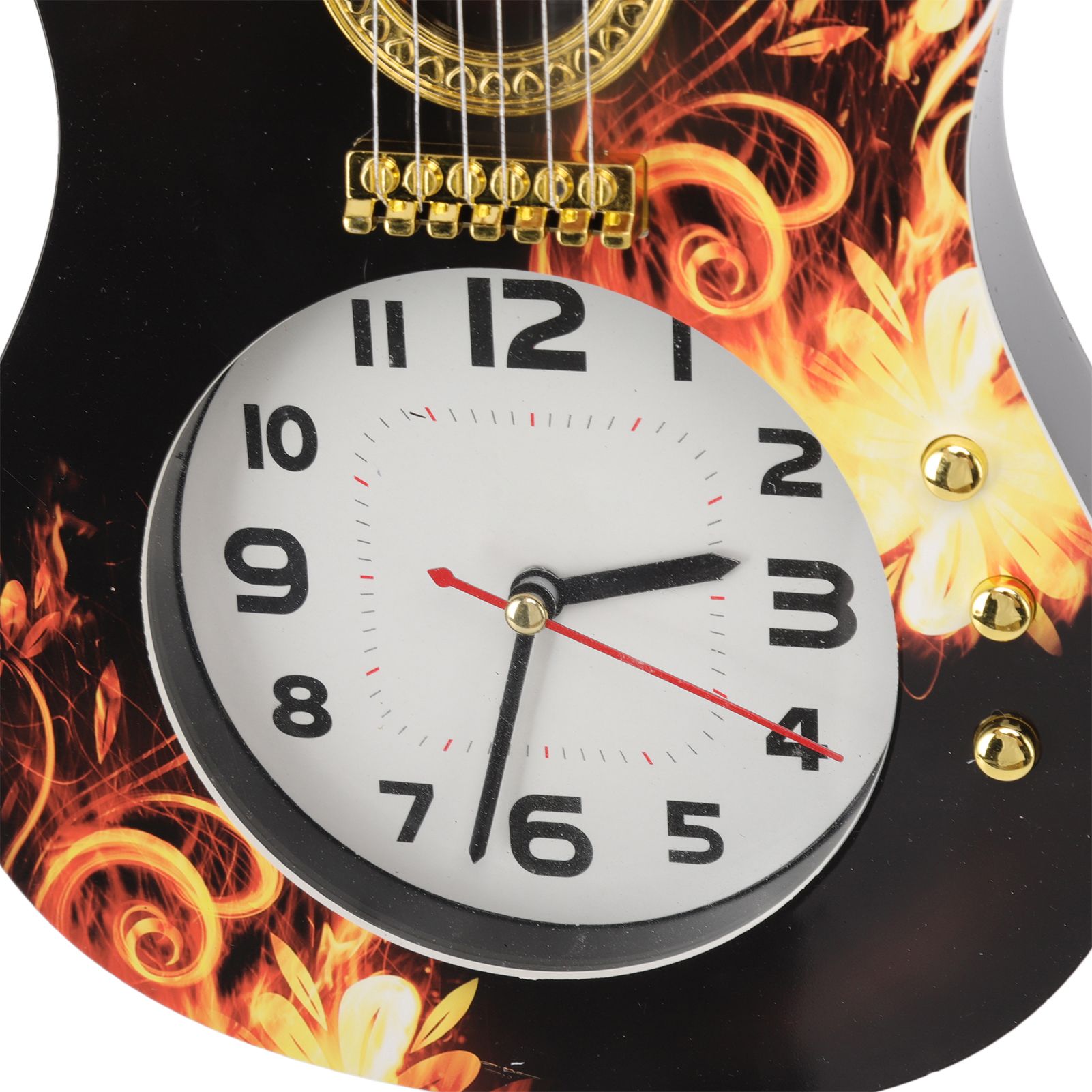 Wall Clock Silent Simulation Ukulele Shaped Decorative Alarm Clock for Bedroom view 15