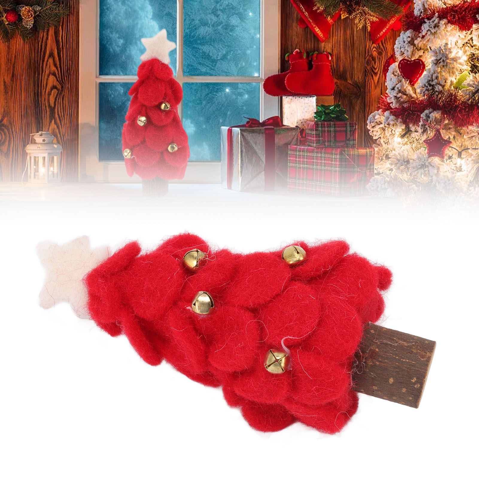 Wool Felt Christmas Tree Wood Small Christmas Tree Decorations for Home view 11