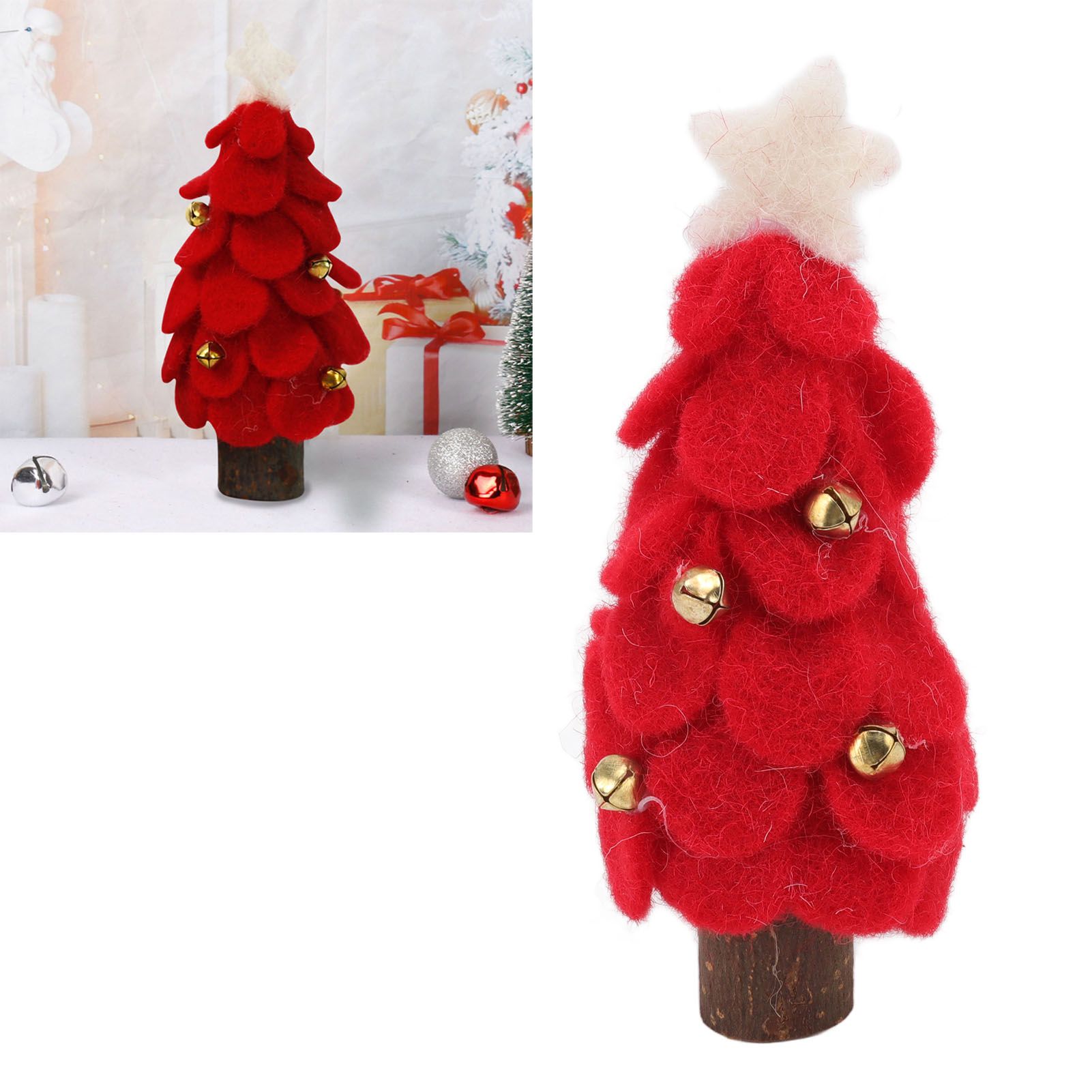Wool Felt Christmas Tree Wood Small Christmas Tree Decorations for Home view 12