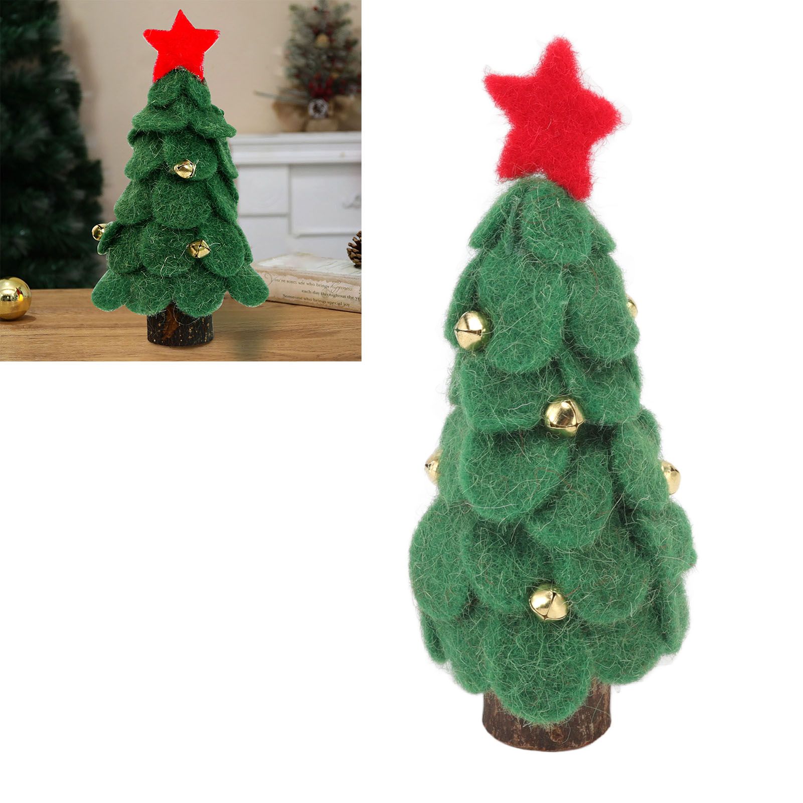 Wool Felt Christmas Tree Wood Small Christmas Tree Decorations for Home view 12