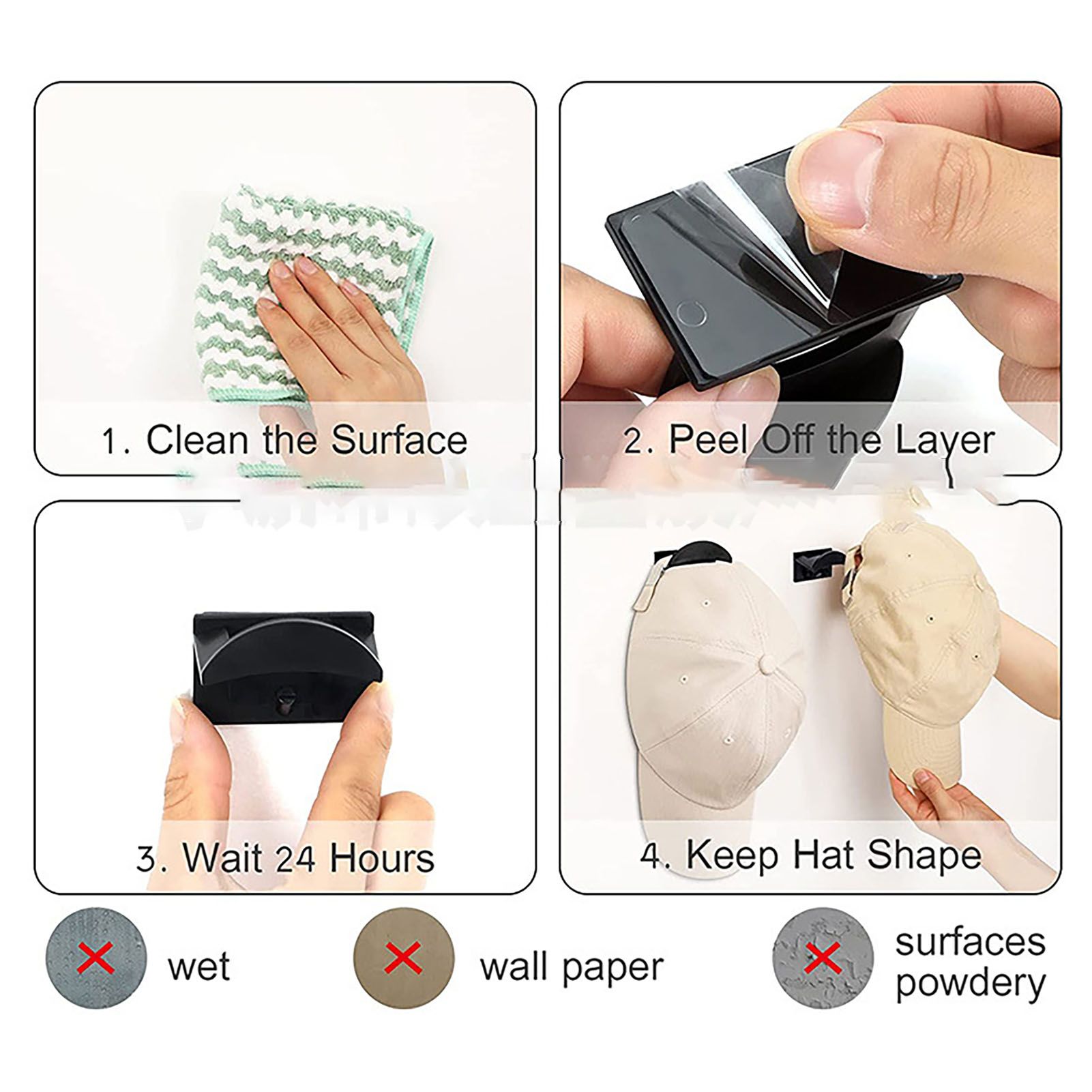 10PCS Adhesive Hat Hooks Modern Minimalist Strong Transparent Adhesive Hat view 12
