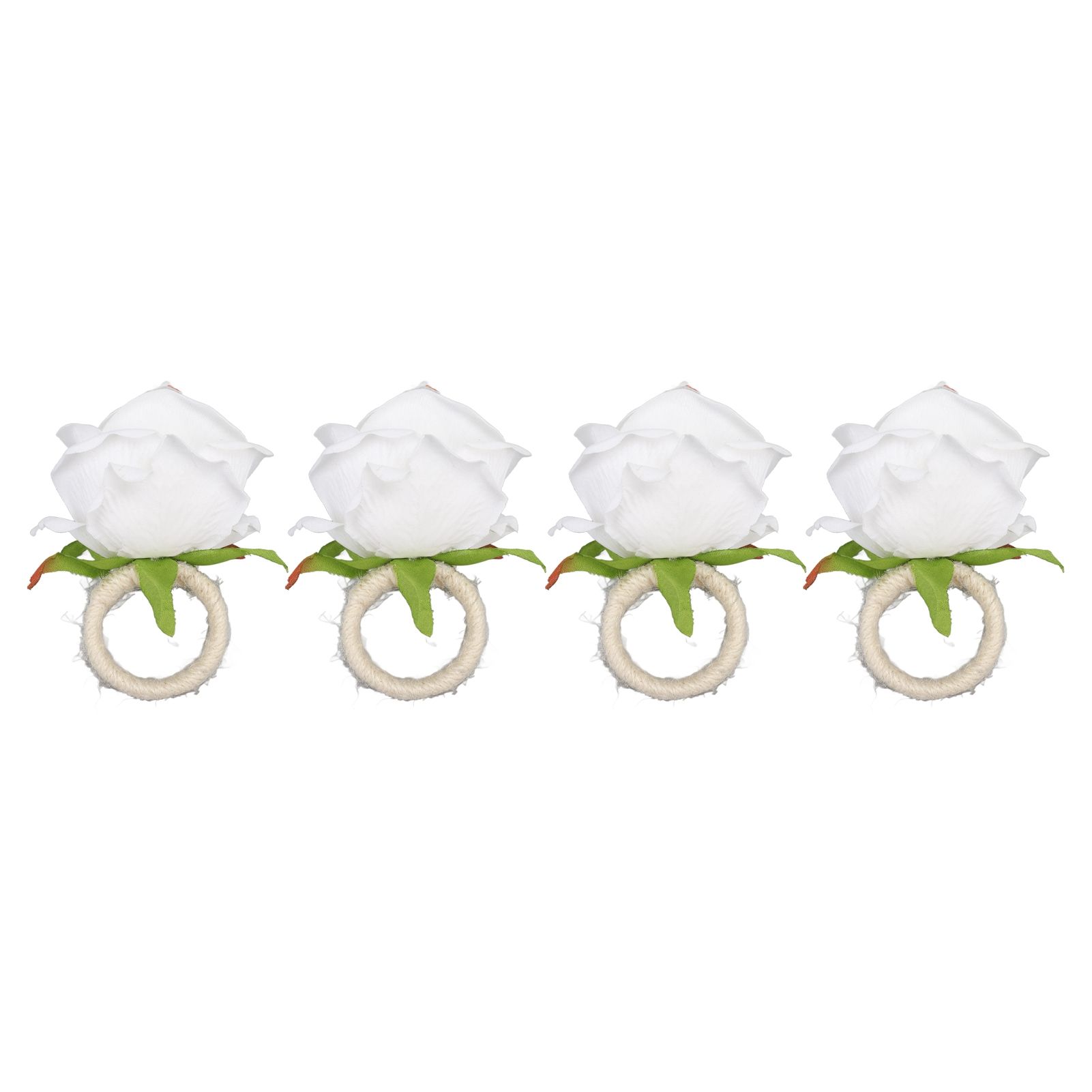 4PCS Rose Napkin Ring Simulated Plastic Reusable Vine Design Napkin Holder — image 1
