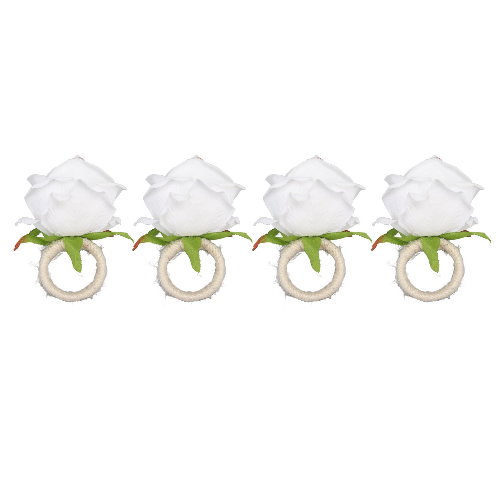 4PCS Rose Napkin Ring Simulated Plastic Reusable Vine Design Napkin Holder view 2