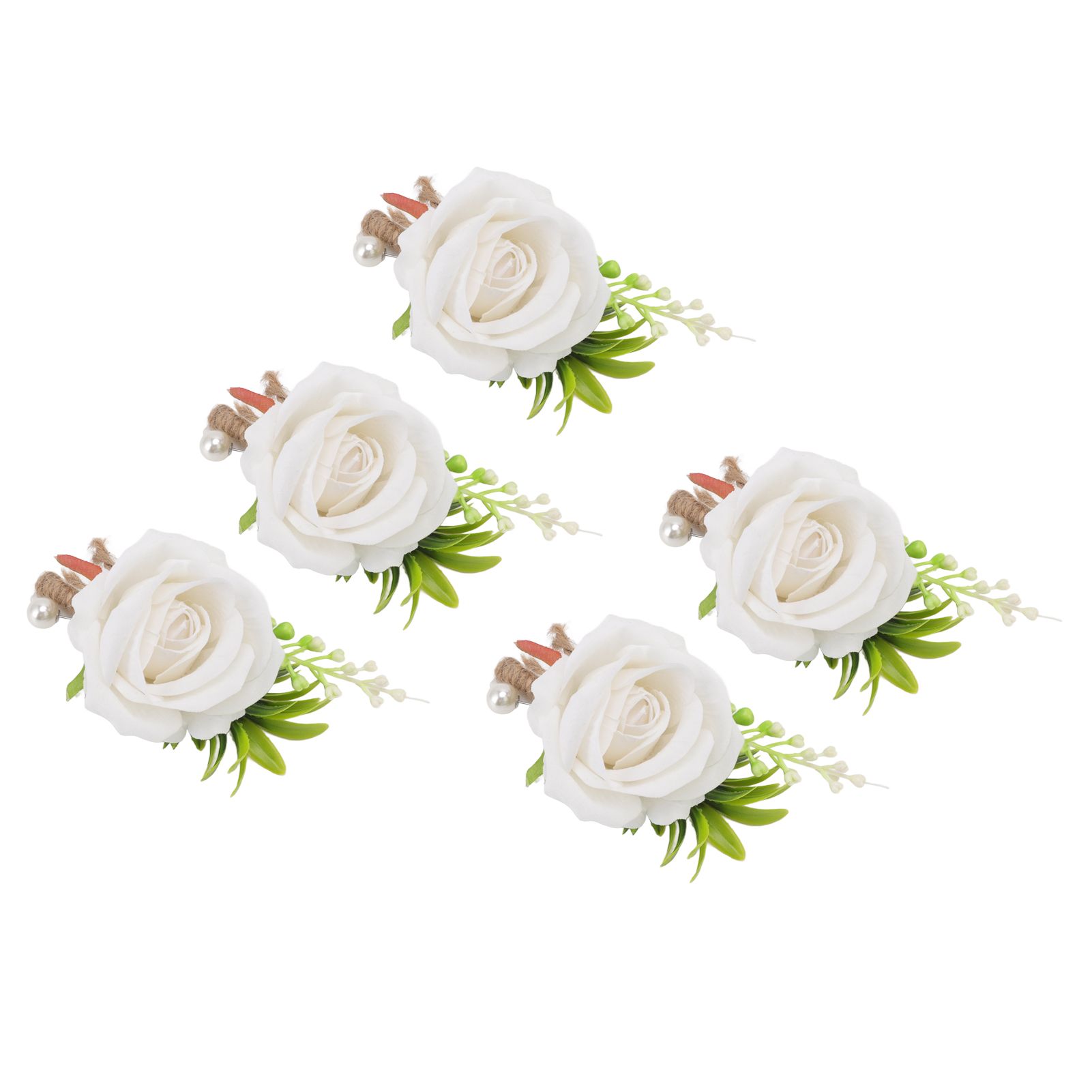 5PCS Wedding Boutonniere Pin Fixed Plastic Artificial Flower Corsage for Bride view 4