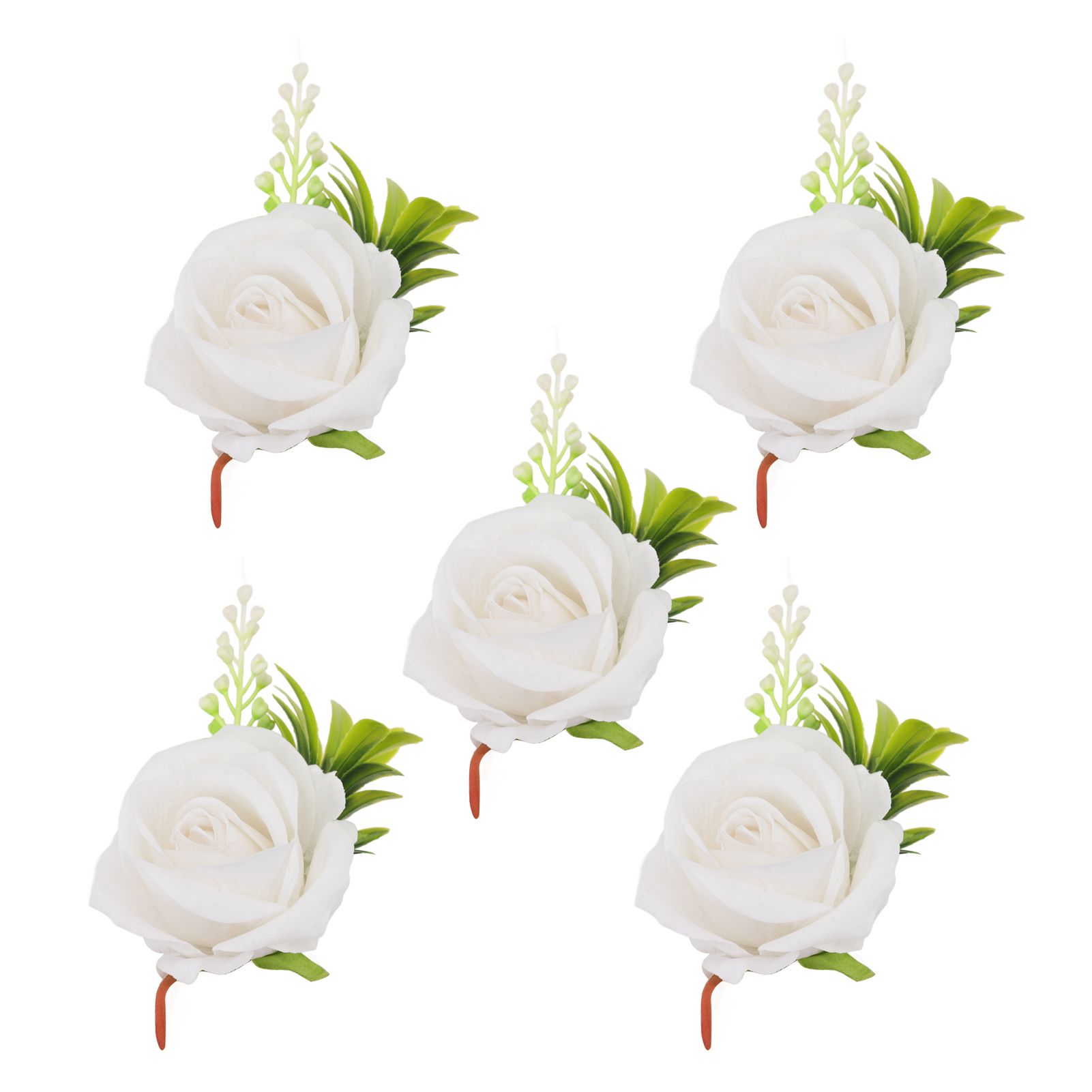 5PCS Wedding Boutonniere Pin Fixed Plastic Artificial Flower Corsage for Bride view 5