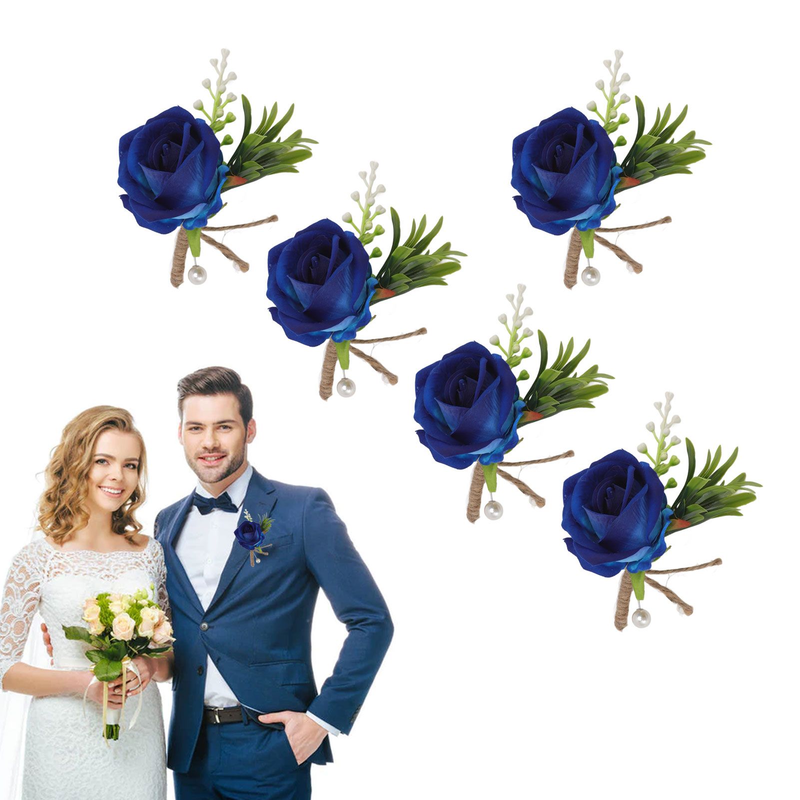 5PCS Wedding Boutonniere Pin Fixed Plastic Artificial Flower Corsage for Bride view 11