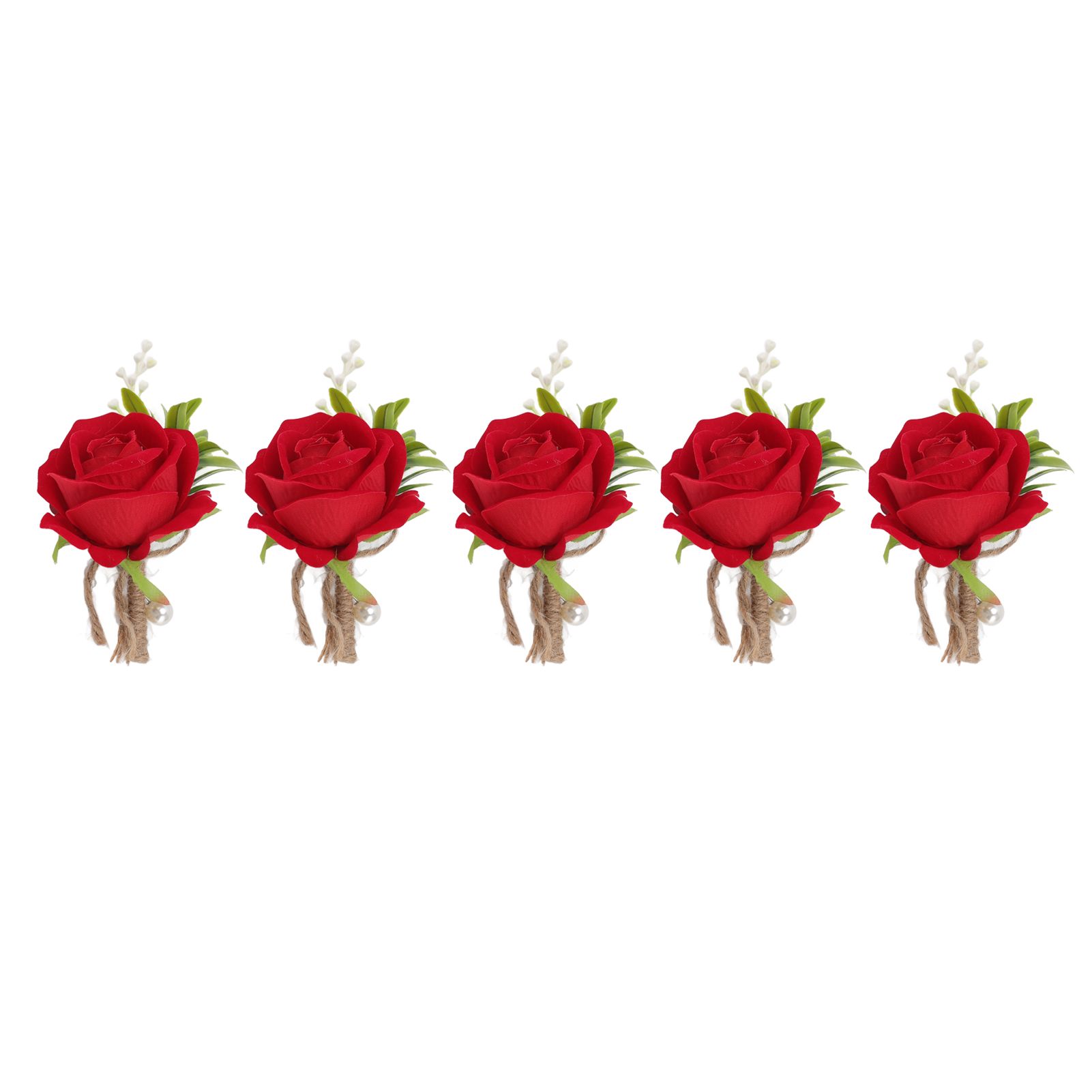 5PCS Wedding Boutonniere Pin Fixed Plastic Artificial Flower Corsage for Bride