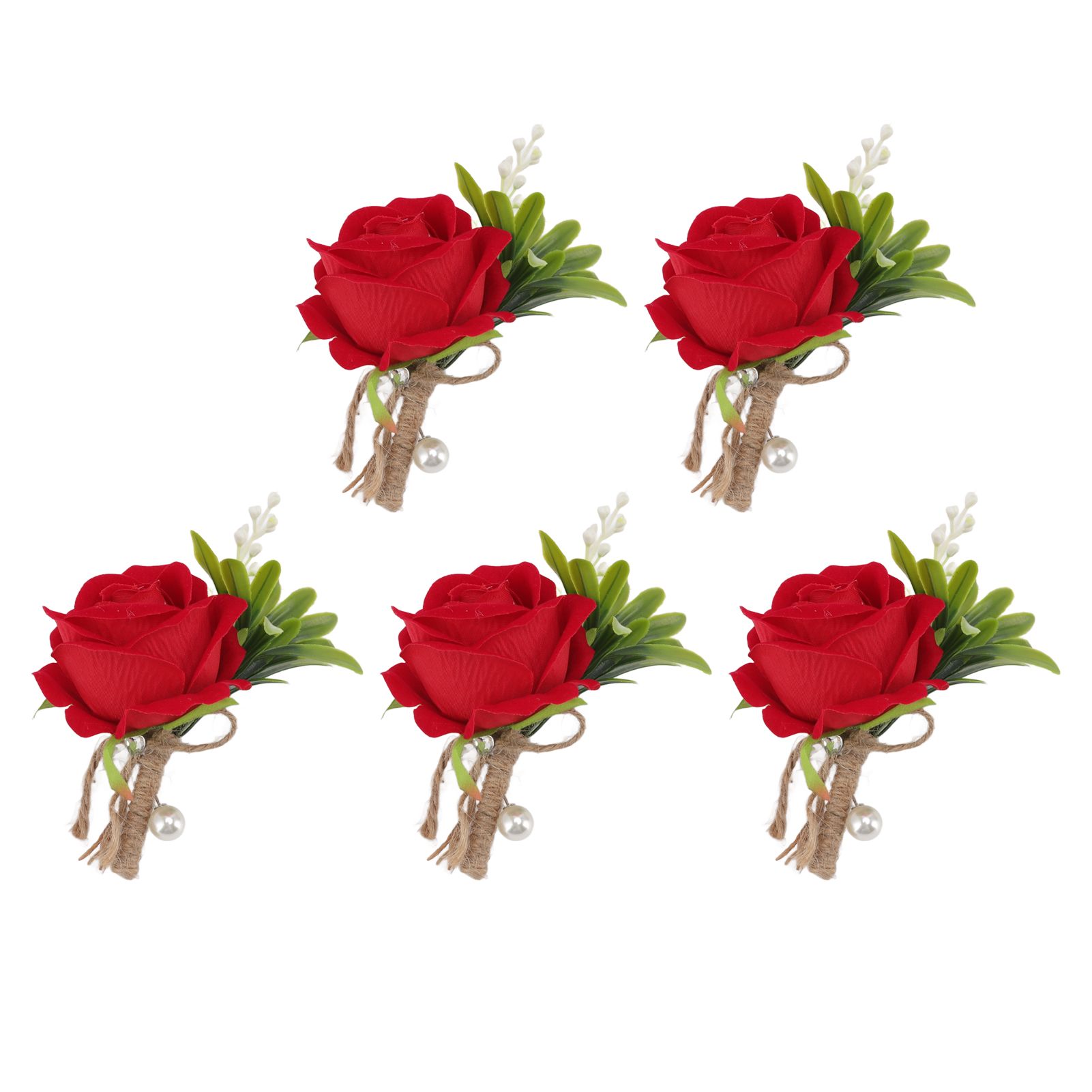5PCS Wedding Boutonniere Pin Fixed Plastic Artificial Flower Corsage for Bride view 2