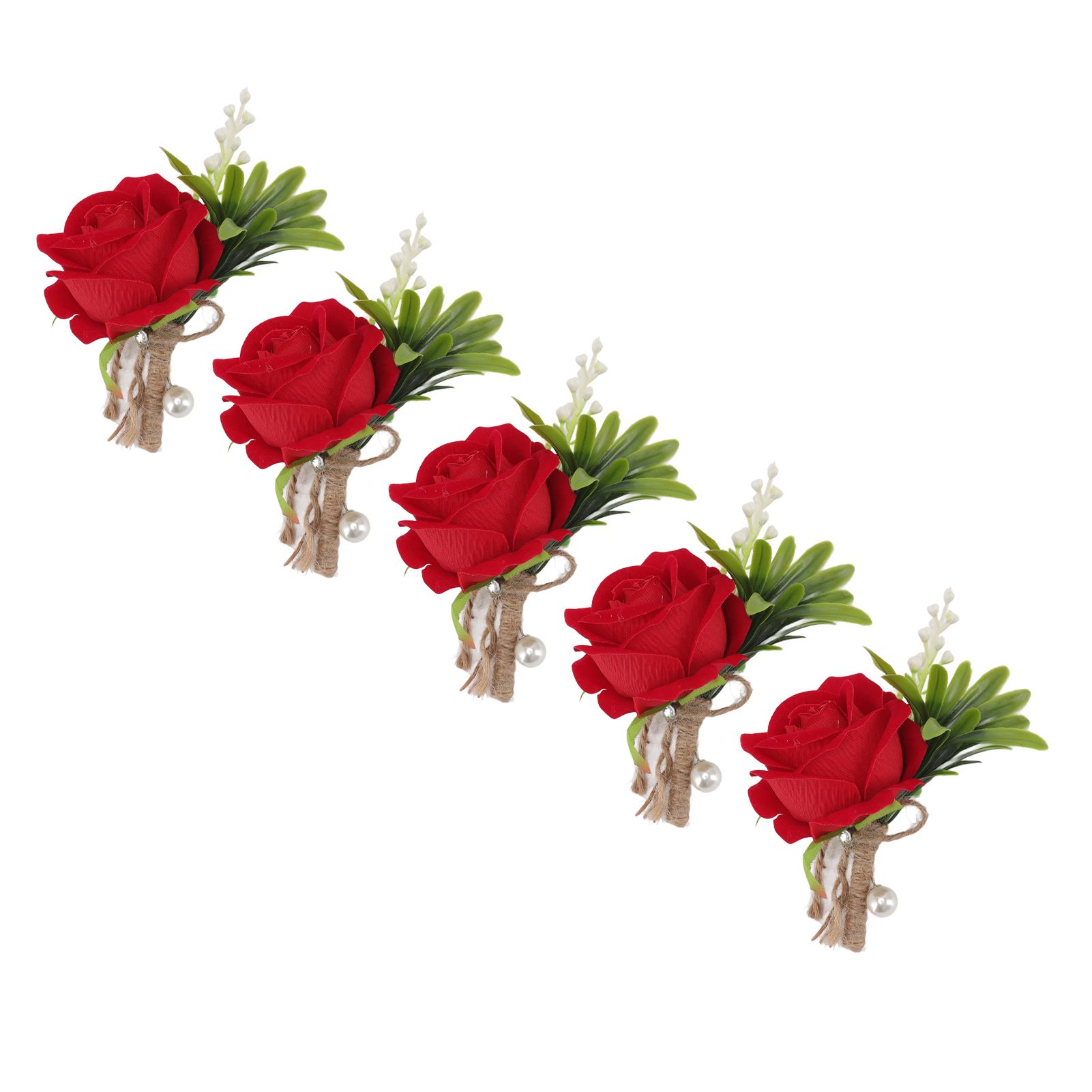 5PCS Wedding Boutonniere Pin Fixed Plastic Artificial Flower Corsage for Bride view 3