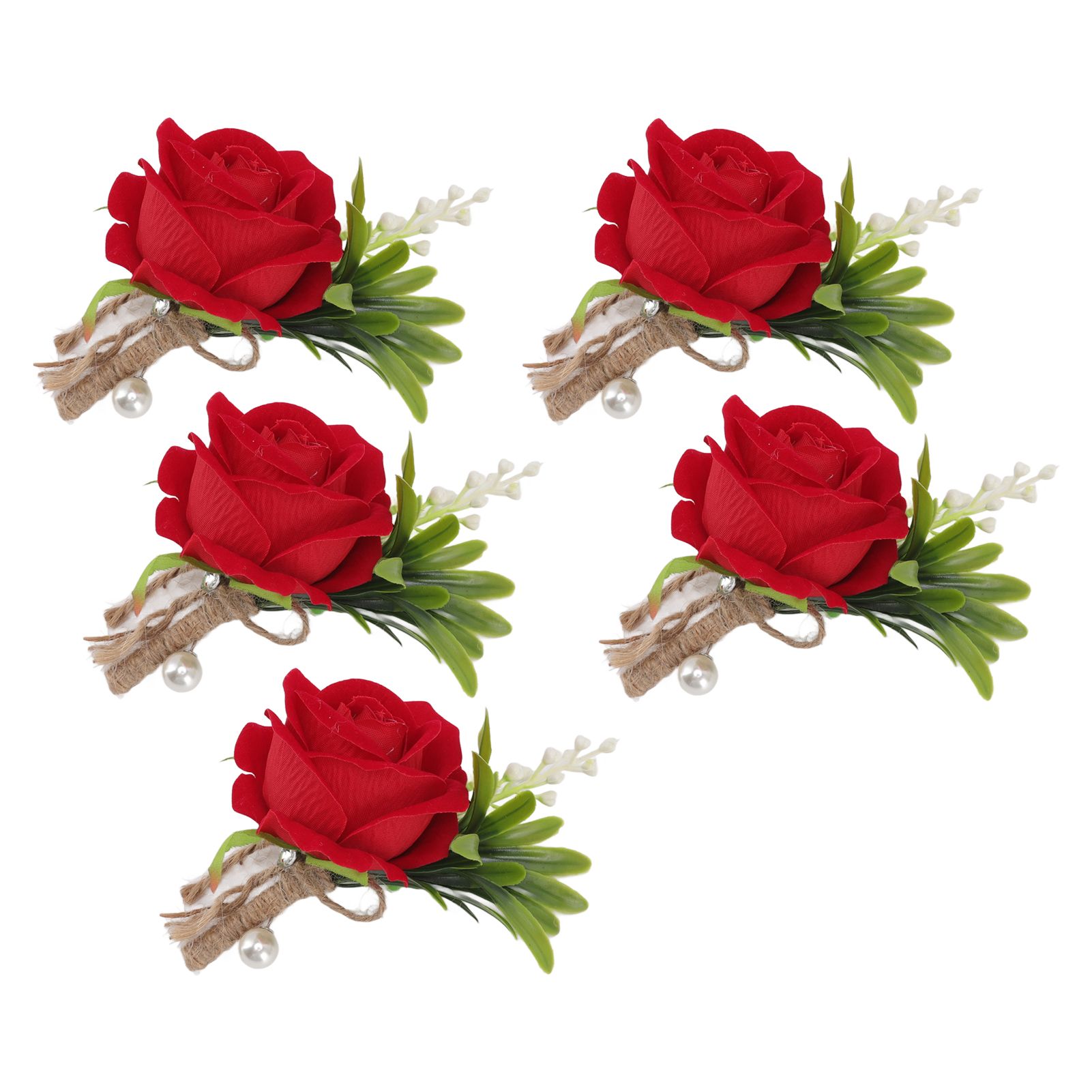 5PCS Wedding Boutonniere Pin Fixed Plastic Artificial Flower Corsage for Bride view 4