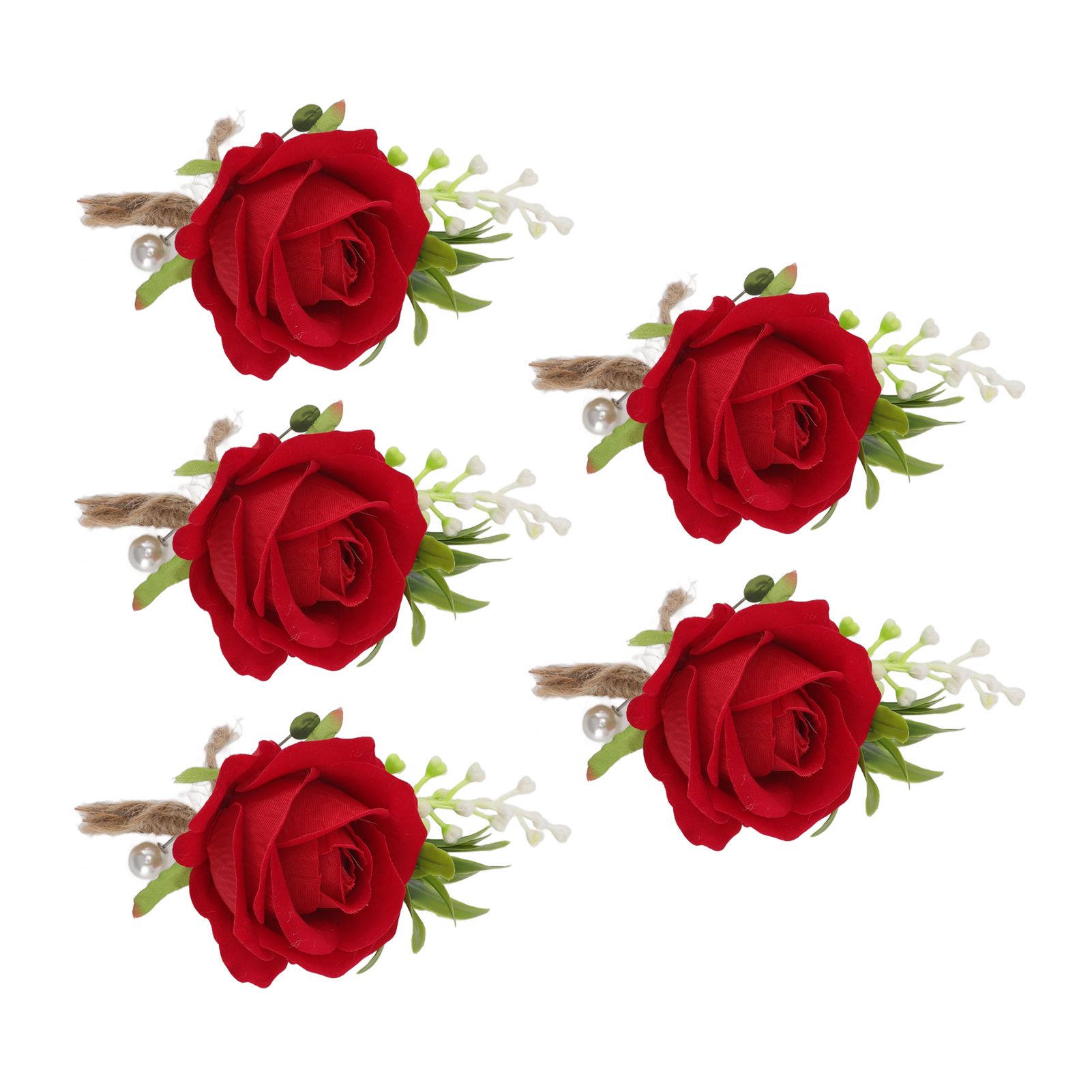 5PCS Wedding Boutonniere Pin Fixed Plastic Artificial Flower Corsage for Bride view 5
