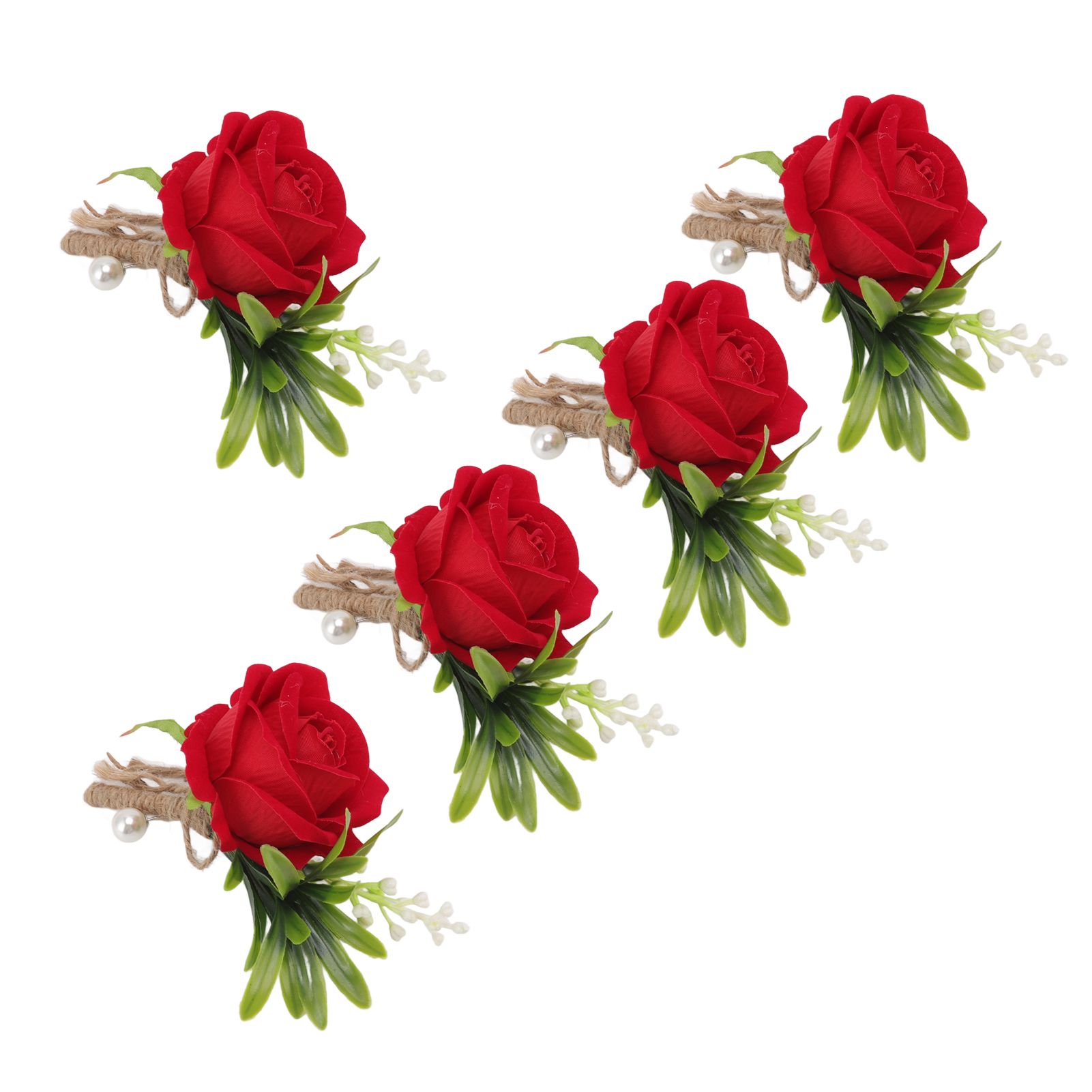5PCS Wedding Boutonniere Pin Fixed Plastic Artificial Flower Corsage for Bride view 7